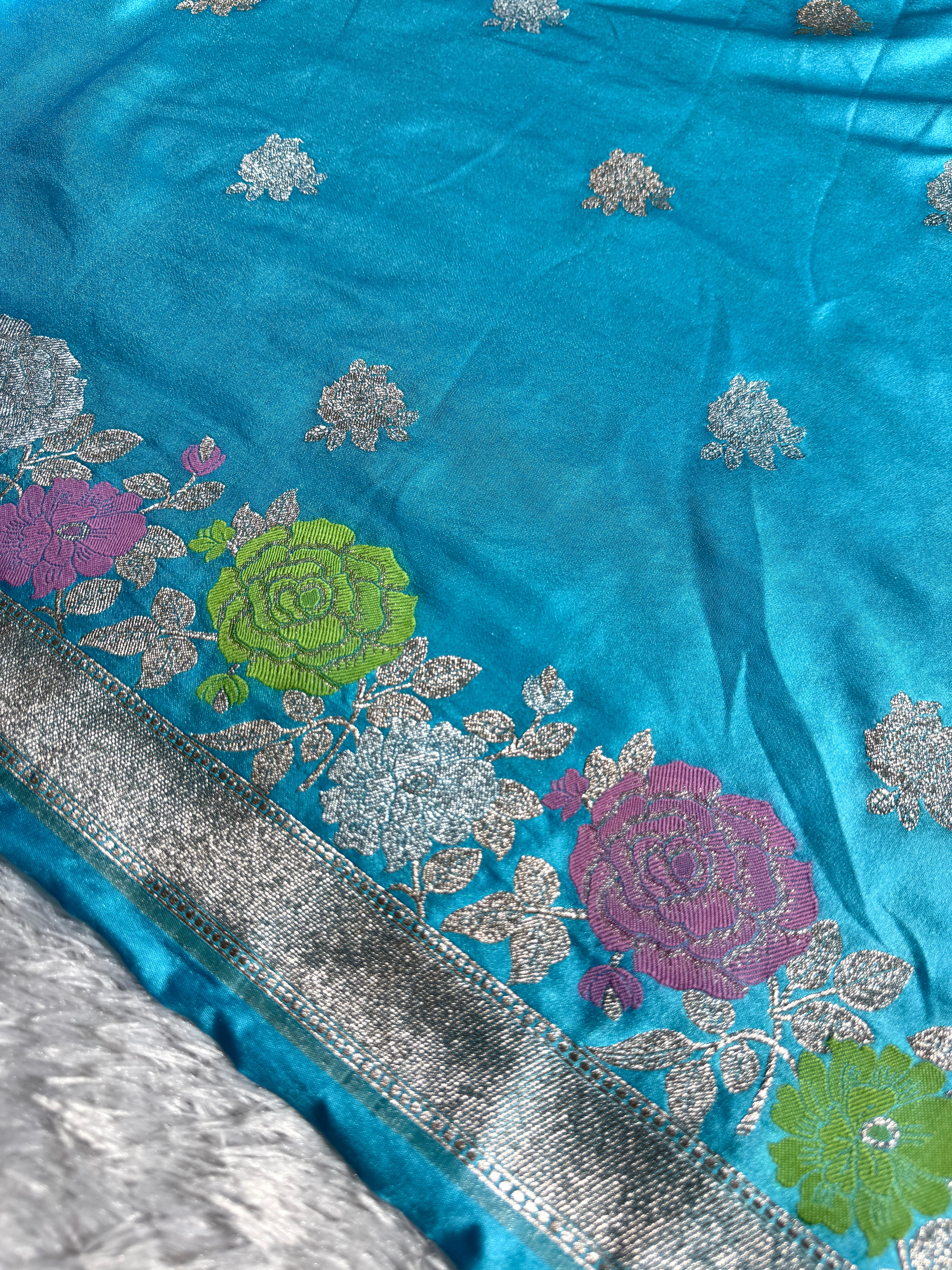 BANARASI MASHRU KATAN SILK SAREE MENAKARI WORK HN508