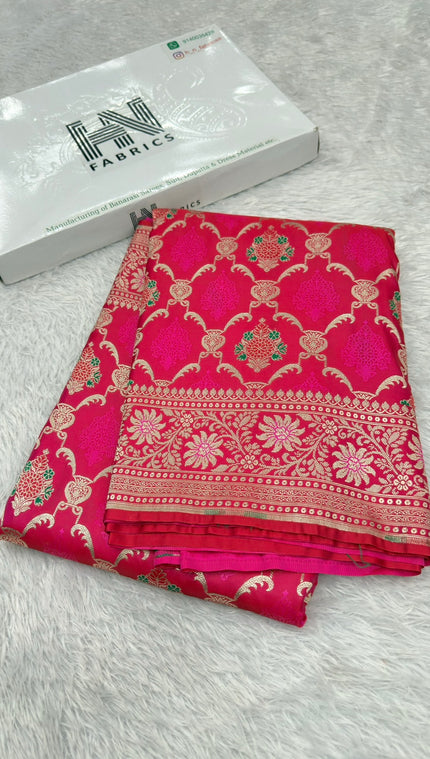 BANARASI MASHRU KATAN SILK SAREE MENAKARI WORK HN155