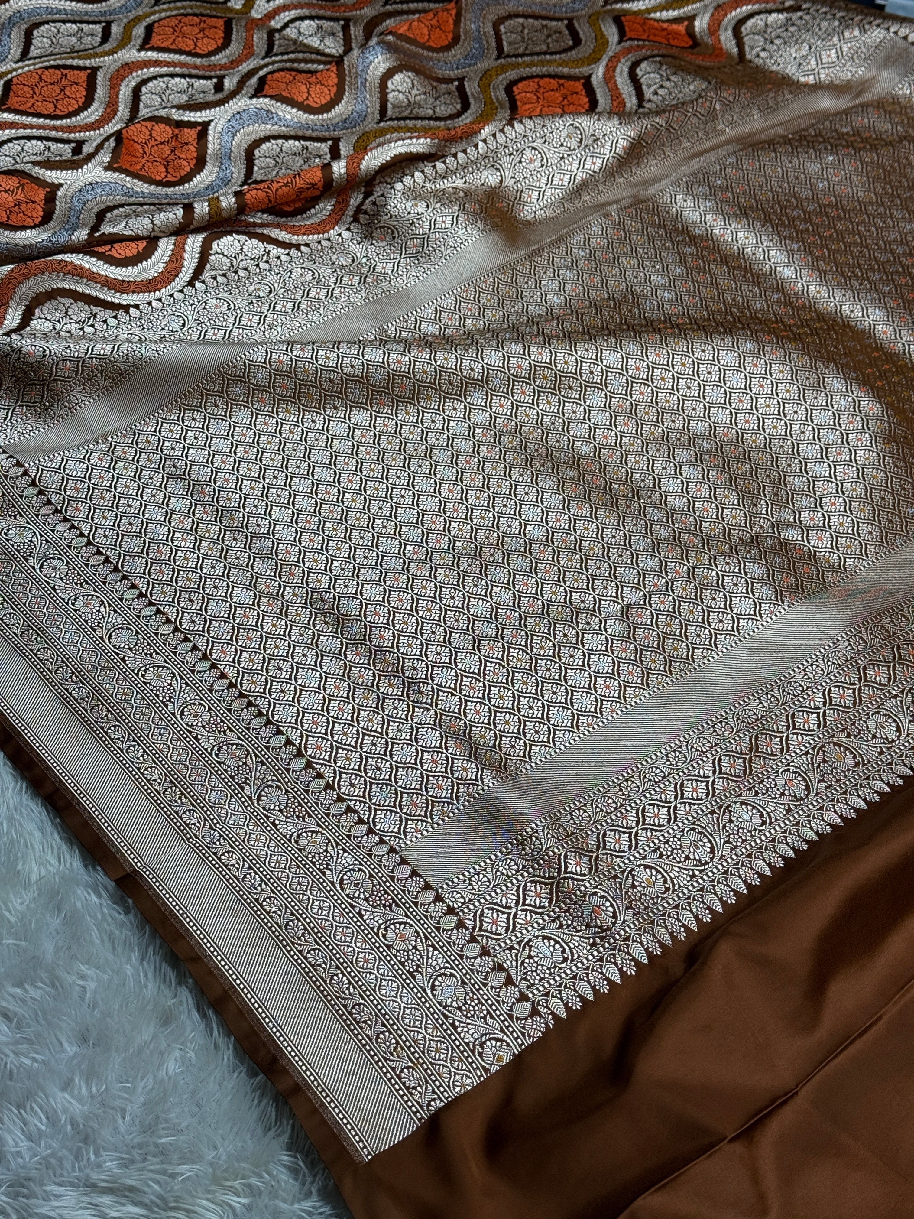 BANARASI MASHRU KATAN SILK SAREE MENAKARI WORK HN500