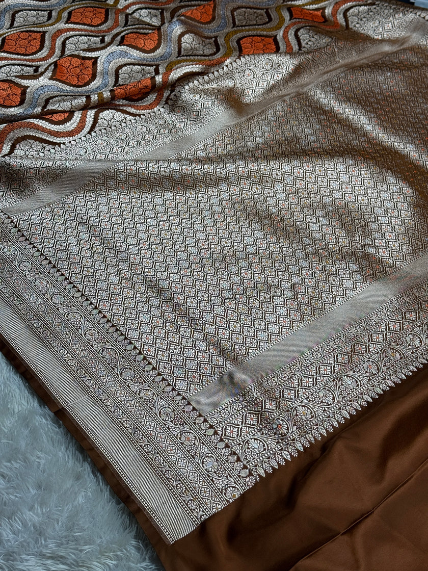 BANARASI MASHRU KATAN SILK SAREE MENAKARI WORK HN500