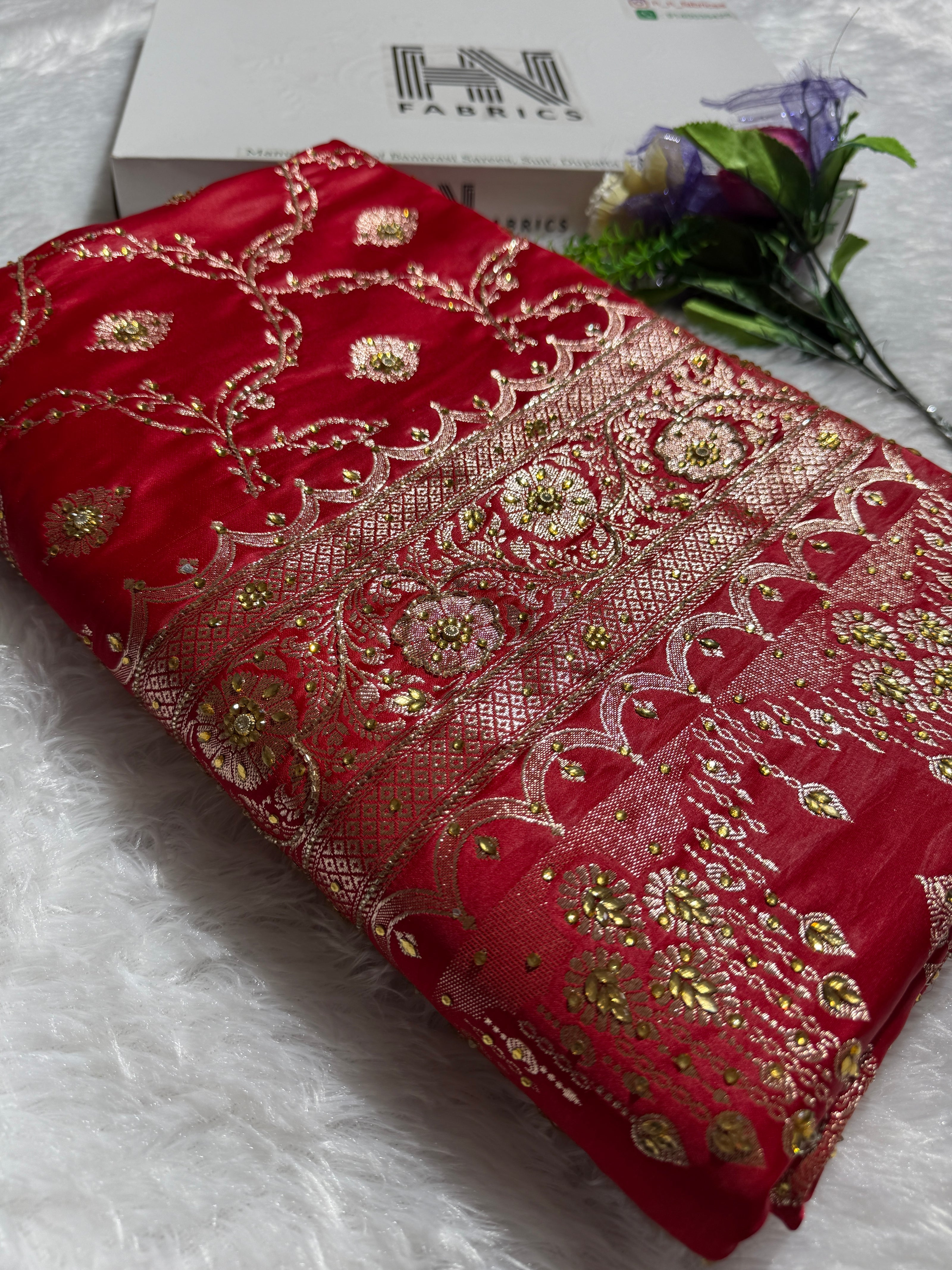 BANARASI SATIN SILK SAREE BRIDAL DESIGN HN600