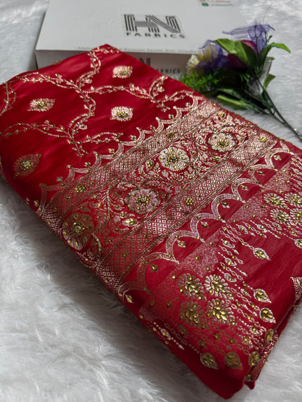 BANARASI SATIN SILK SAREE BRIDAL DESIGN HN600
