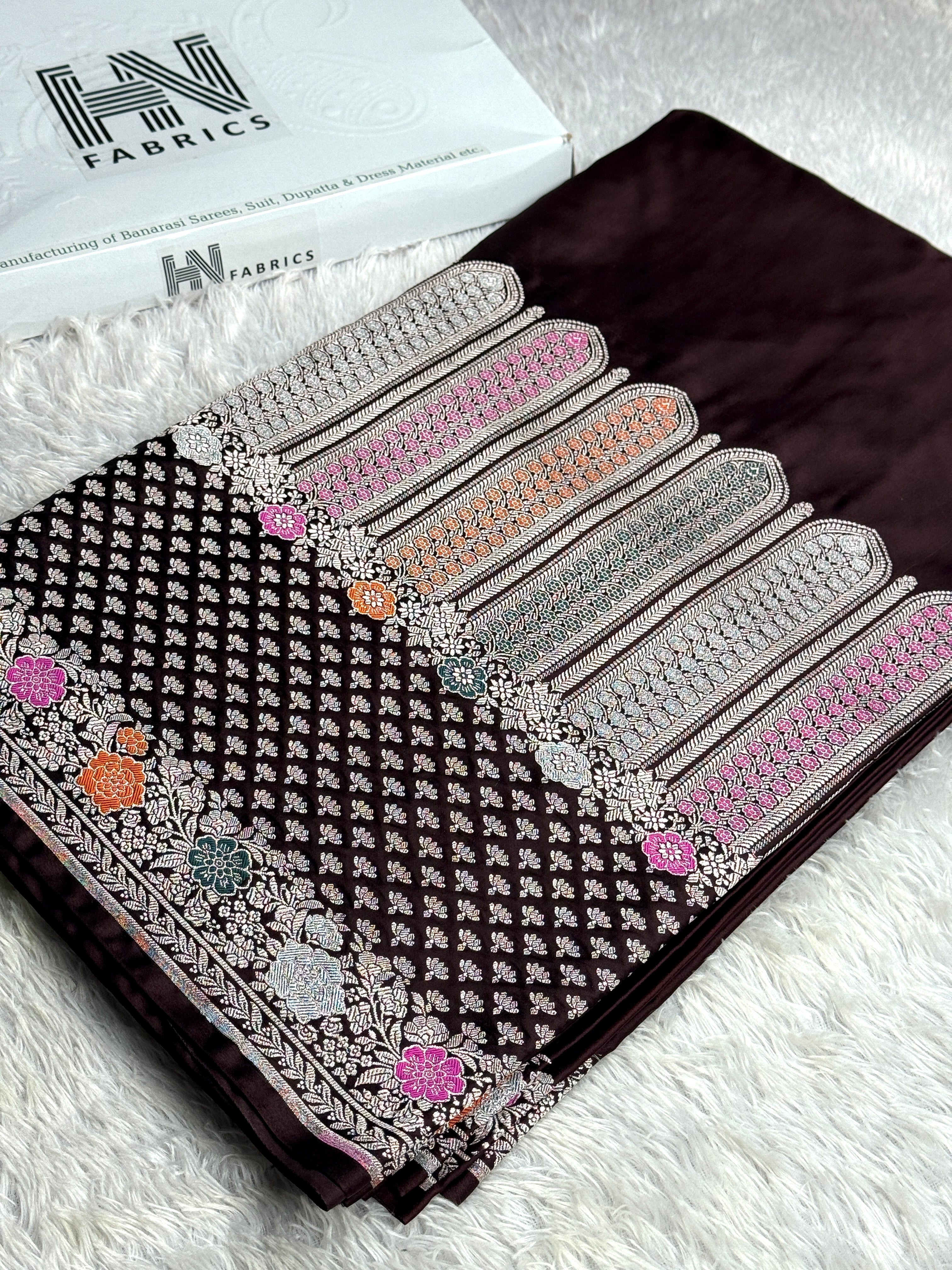 BANARASI MASHRU KATAN SILK SAREE MENAKARI WORK HN700
