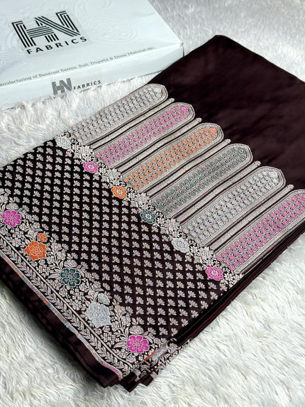 BANARASI MASHRU KATAN SILK SAREE MENAKARI WORK HN700