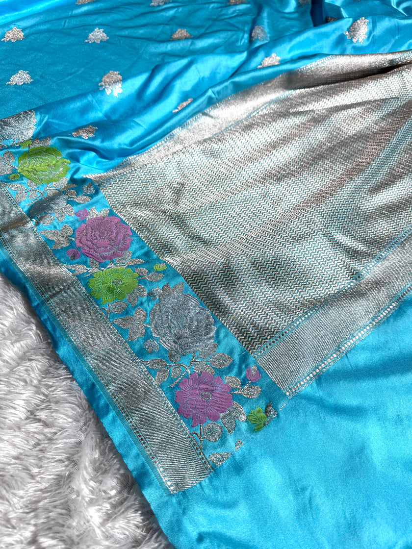 BANARASI MASHRU KATAN SILK SAREE MENAKARI WORK HN508