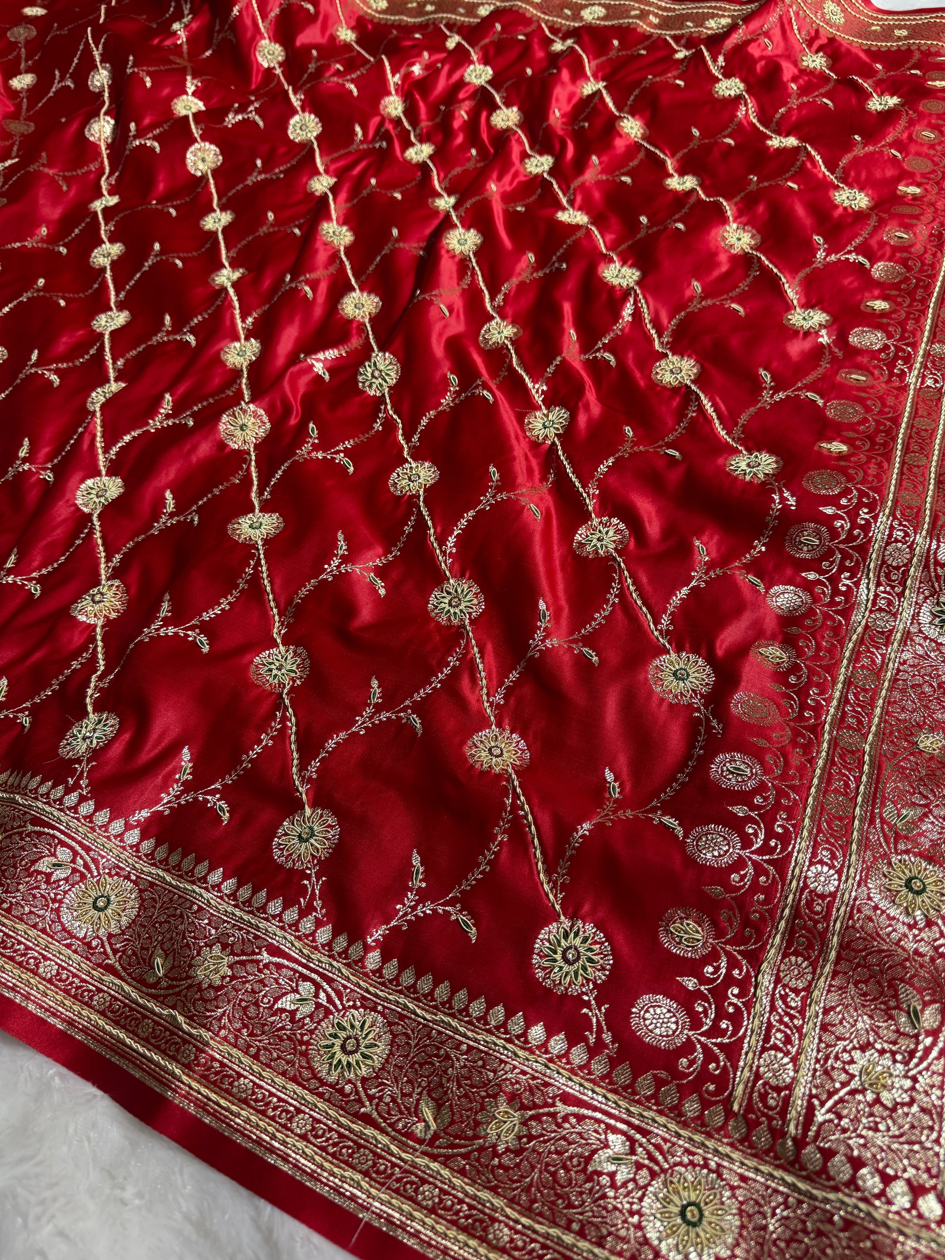 BANARASI SATIN SILK SAREE BRIDAL DESIGN HN600