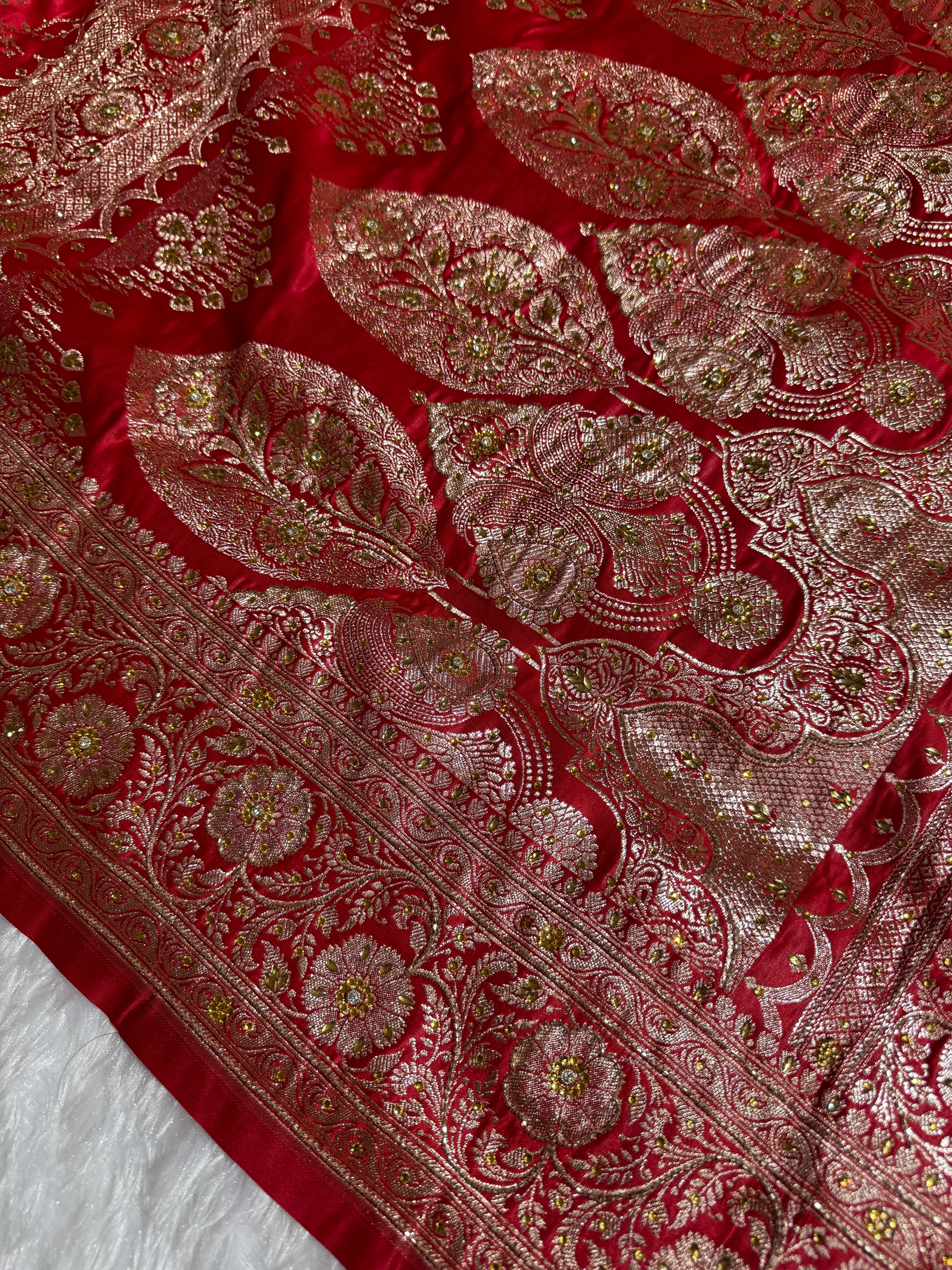 BANARASI SATIN SILK SAREE BRIDAL DESIGN HN600