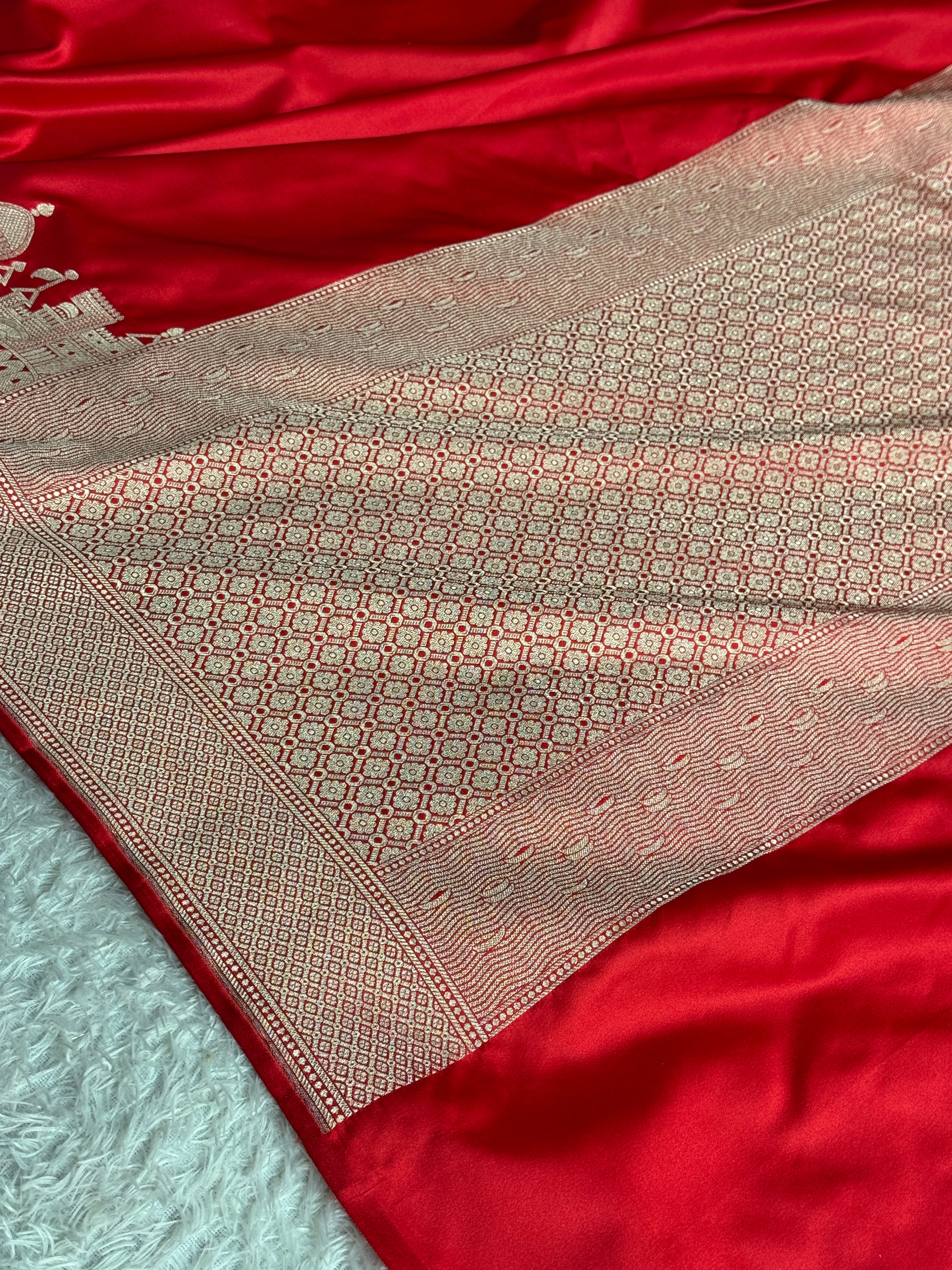 BEAUTIFUL BANARASI GHAT DESIGN SAREE MASHRU KATAN SILK HN750