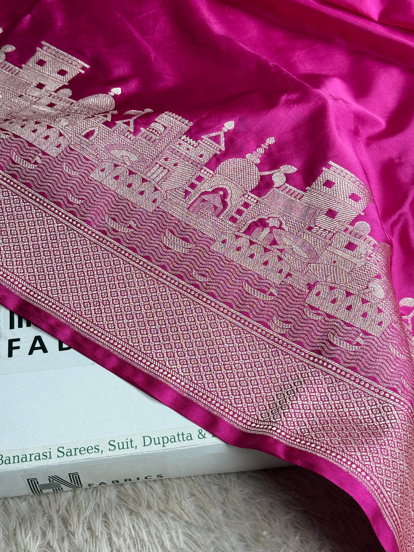 BANARASI MASHRU KATAN SILK SAREE BANARASI GHAT DESIGN HN750