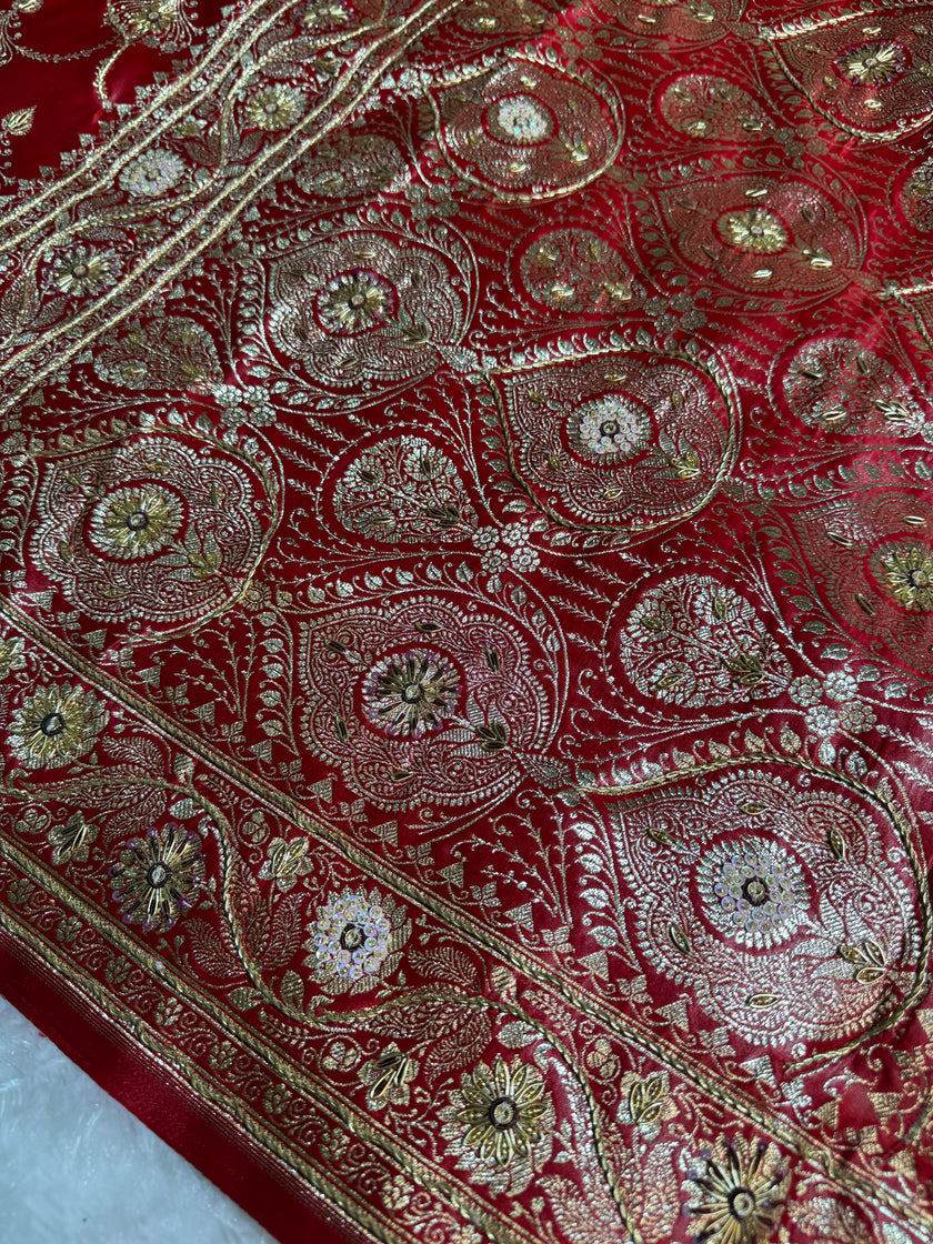 BANARASI SATIN SILK SAREE BRIDAL DESIGN HN600