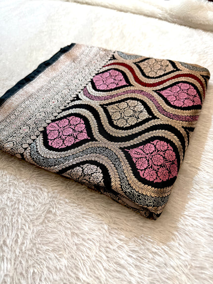 BANARASI MASHRU KATAN SILK SAREE MENAKARI WORK HN500