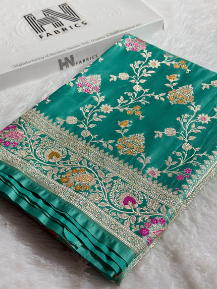 BANARASI MASHRU KATAN SILK SAREE MENAKARI WORK HN107