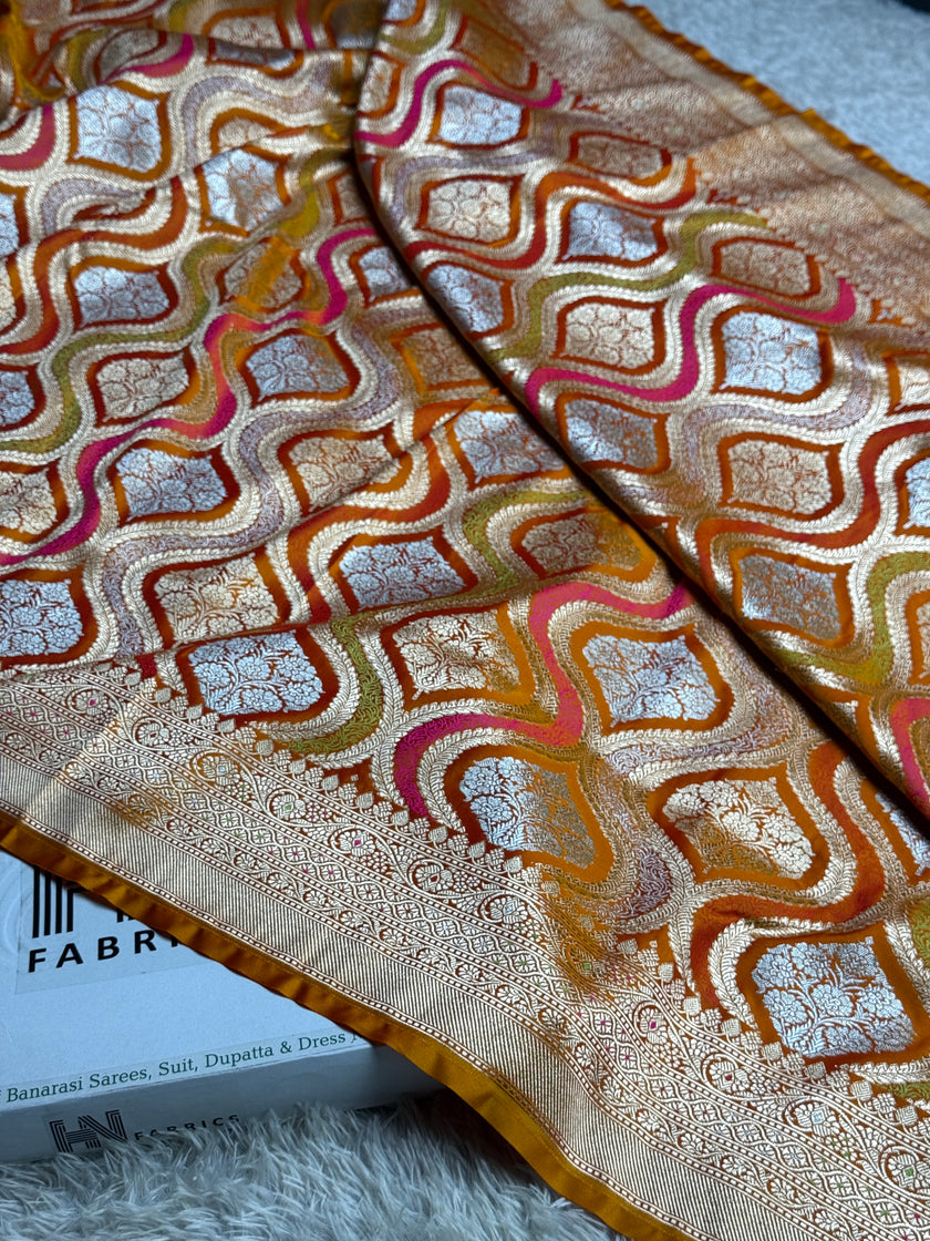 BANARASI MASHRU KATAN SILK SAREE MENAKARI WORK HN500