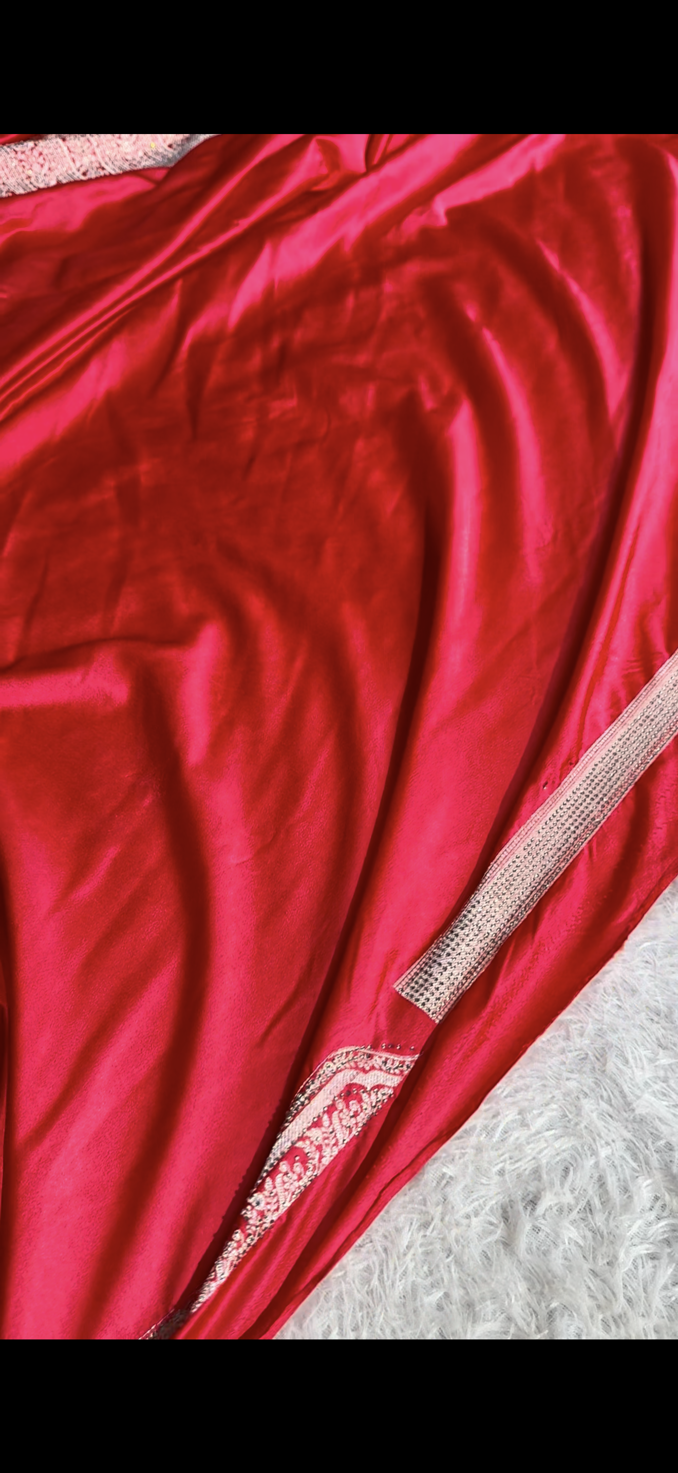 Red Banarasi Mashru Katan Silk Saree with Swarovski Work HN102