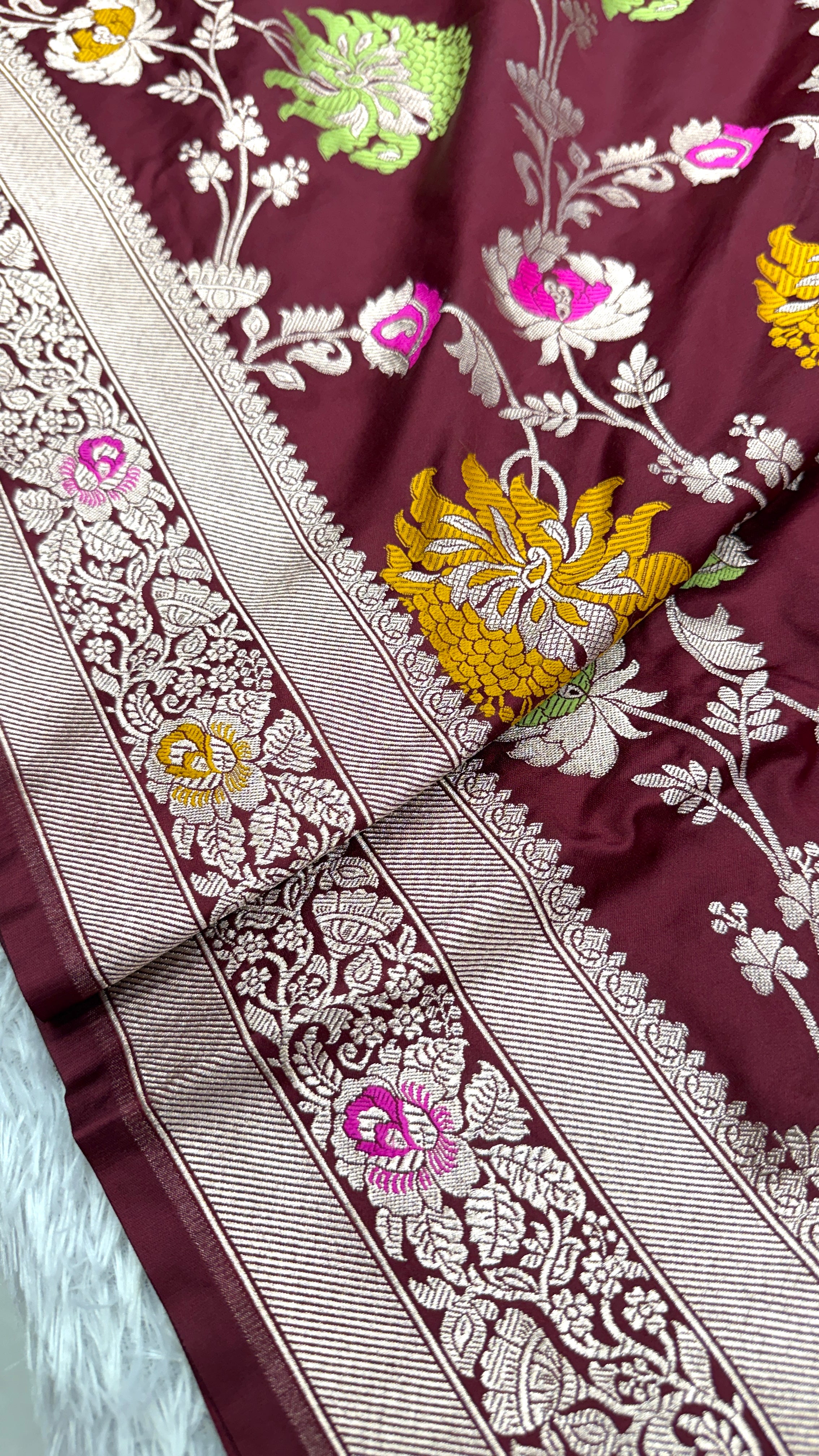 BANARASI MASHRU KATAN SILK SAREE MENAKARI WORK HN101