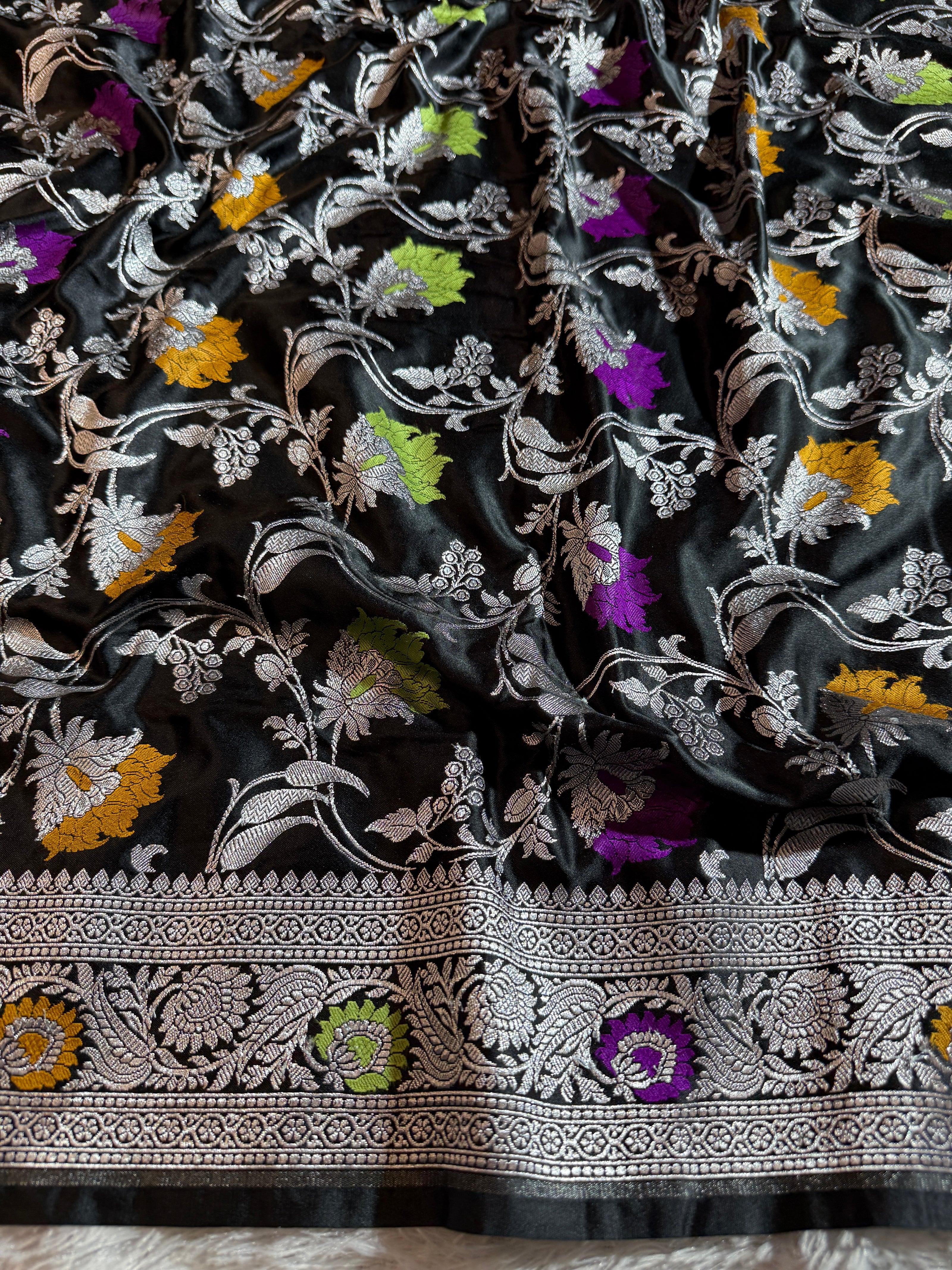 BANARASI MASHRU KATAN SILK SAREE MENAKARI WORK HN504