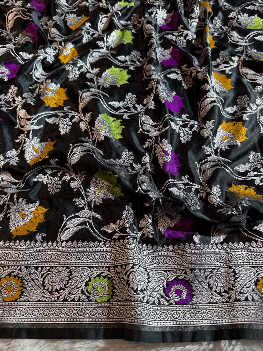 BANARASI MASHRU KATAN SILK SAREE MENAKARI WORK HN504