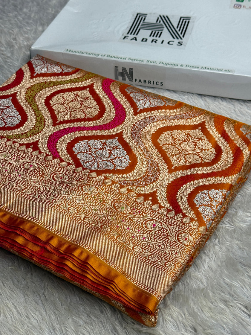 BANARASI MASHRU KATAN SILK SAREE MENAKARI WORK HN500