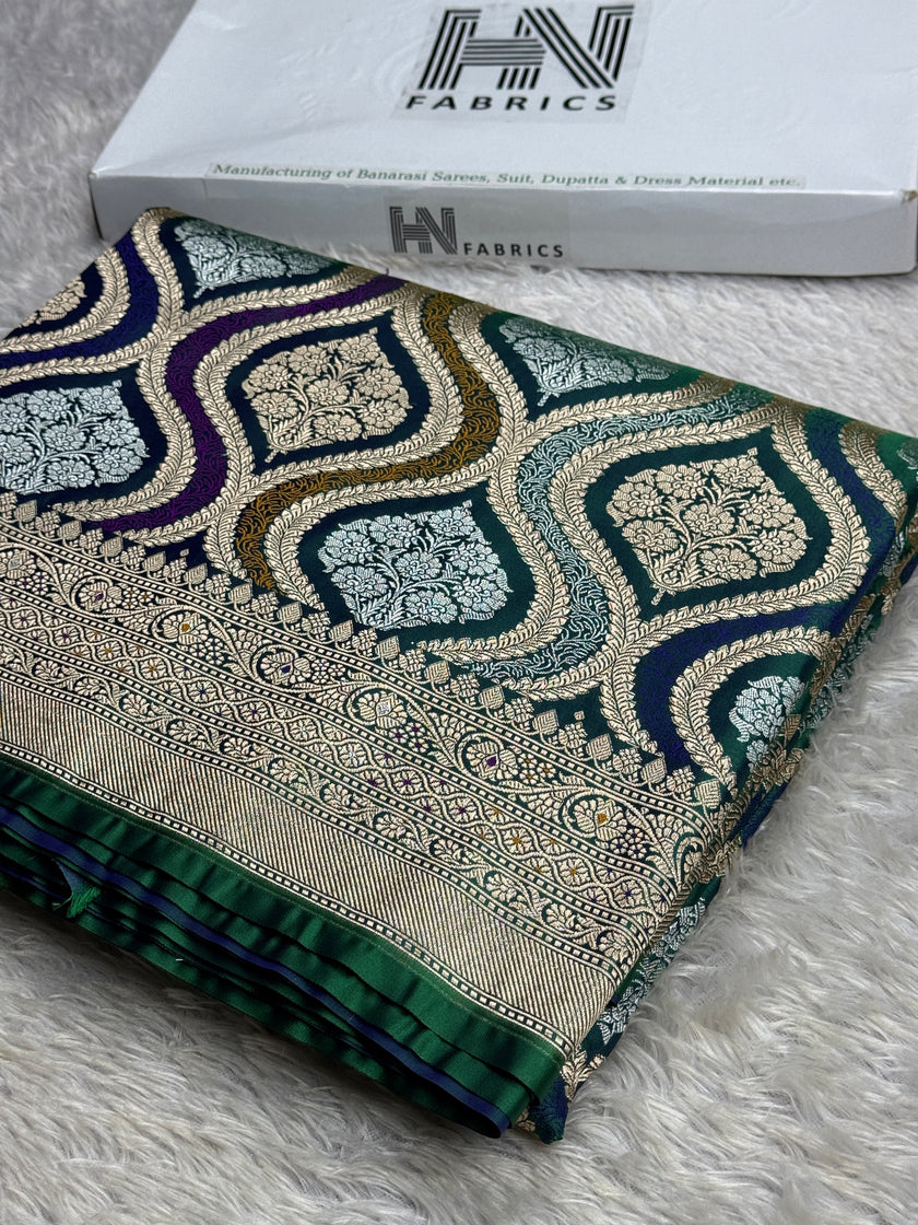 BANARASI MASHRU KATAN SILK SAREE MENAKARI WORK HN500