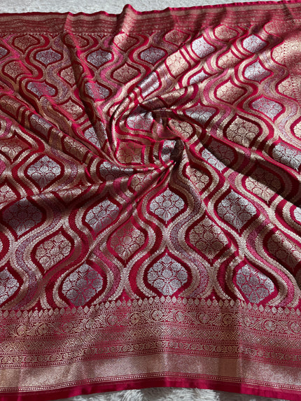 BANARASI MASHRU KATAN SILK SAREE MENAKARI WORK HN500