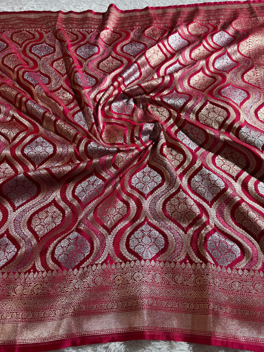 BANARASI MASHRU KATAN SILK SAREE MENAKARI WORK HN500