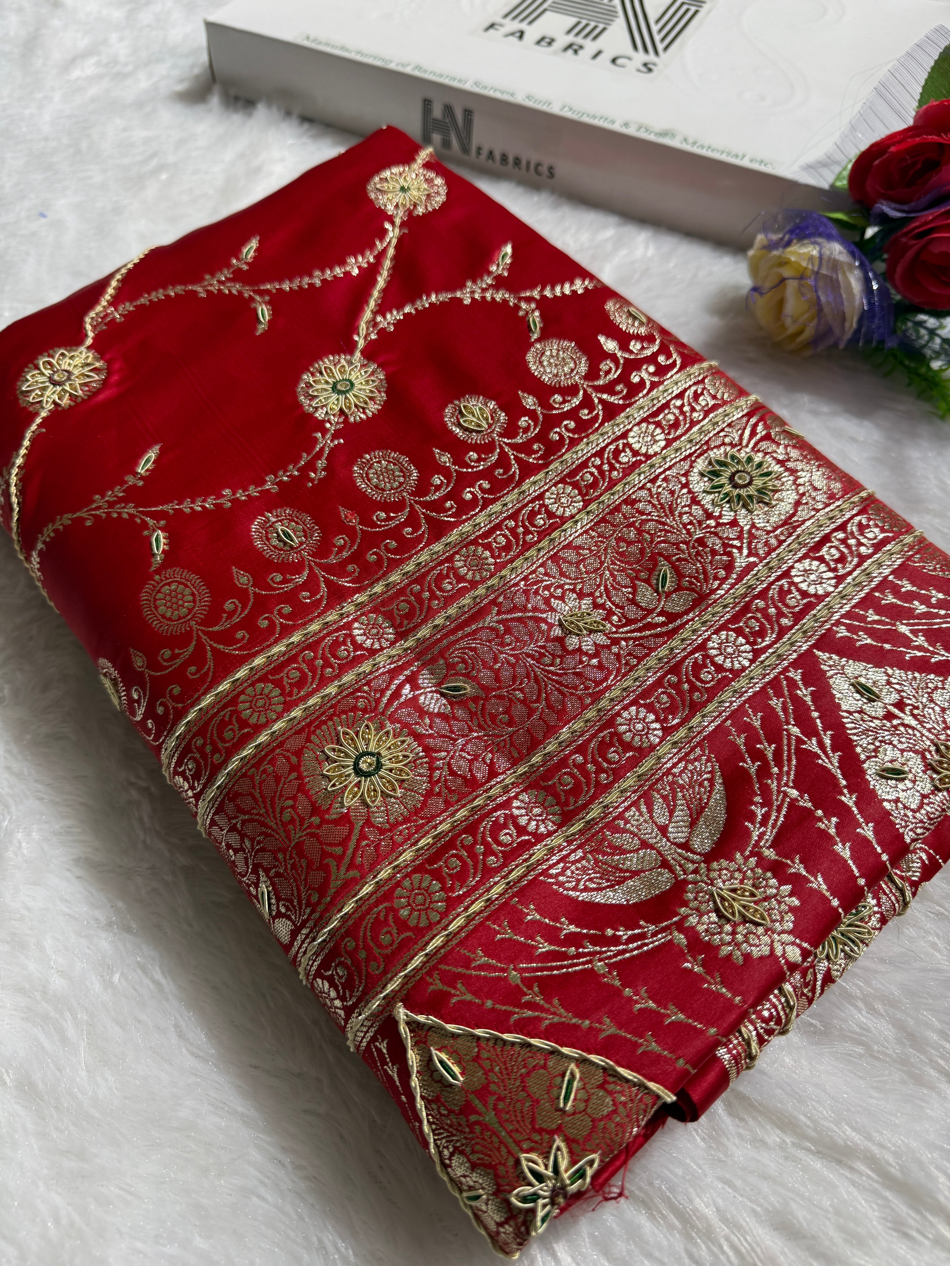 BANARASI SATIN SILK SAREE BRIDAL DESIGN HN600