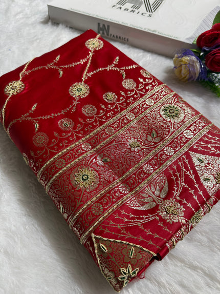 BANARASI SATIN SILK SAREE BRIDAL DESIGN HN600