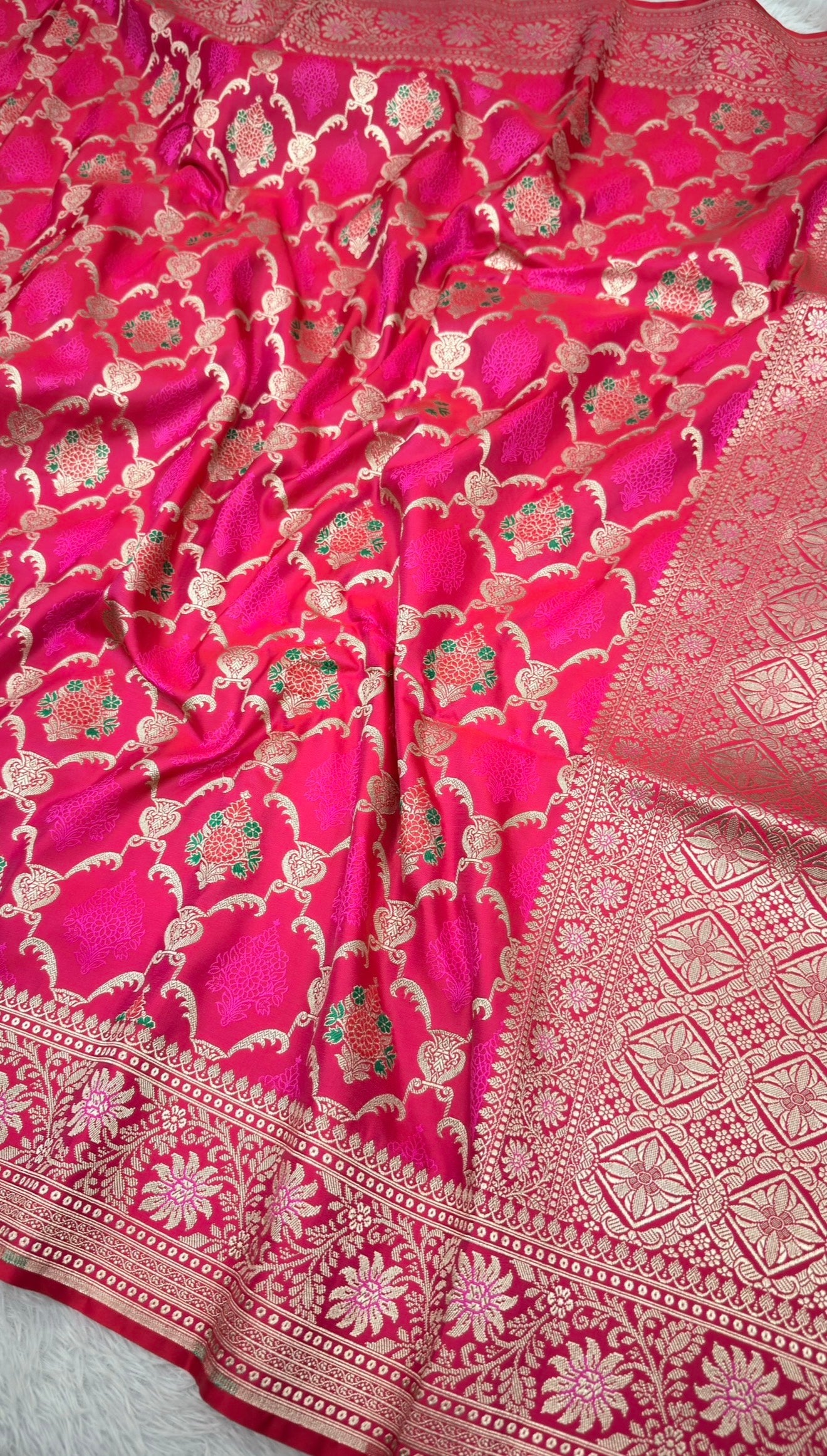 BANARASI MASHRU KATAN SILK SAREE MENAKARI WORK HN155