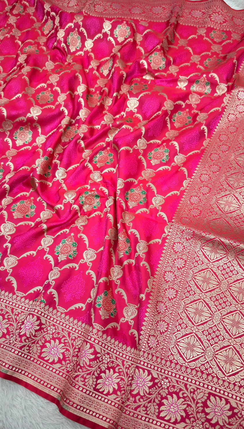 BANARASI MASHRU KATAN SILK SAREE MENAKARI WORK HN155