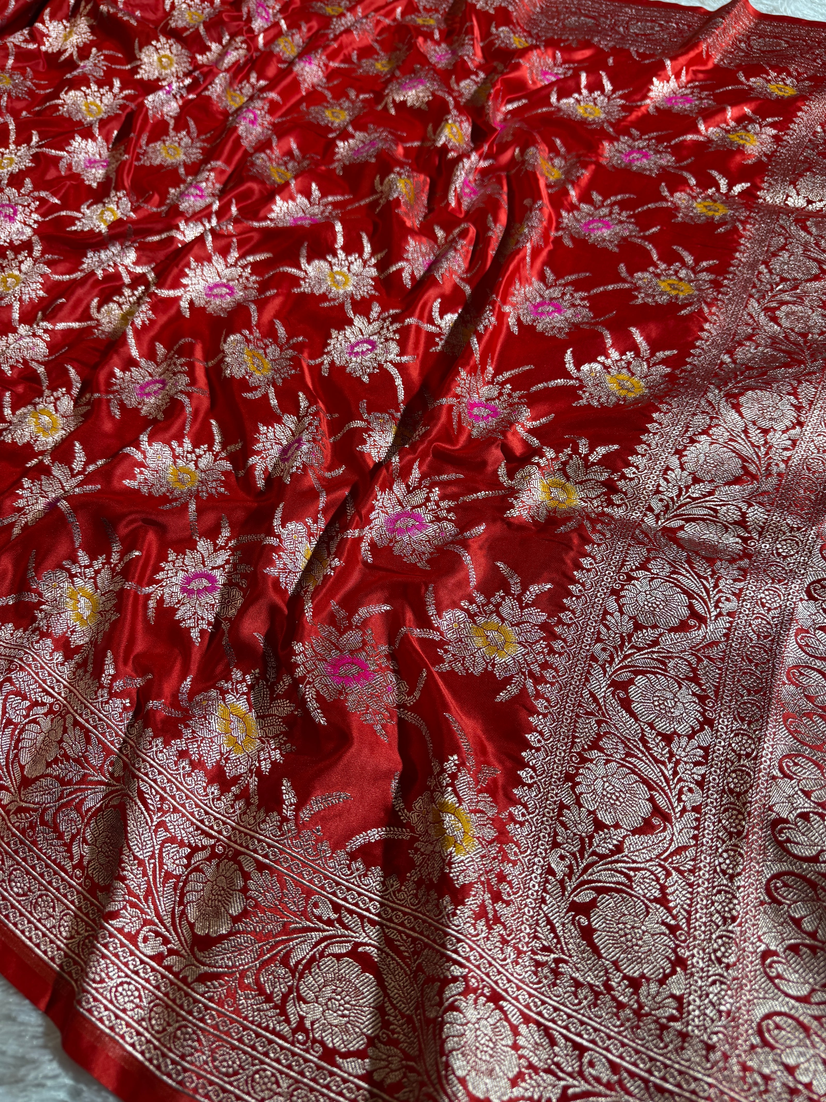 BANARASI MASHRU KATAN SILK SAREE MENAKARI WORK HN105