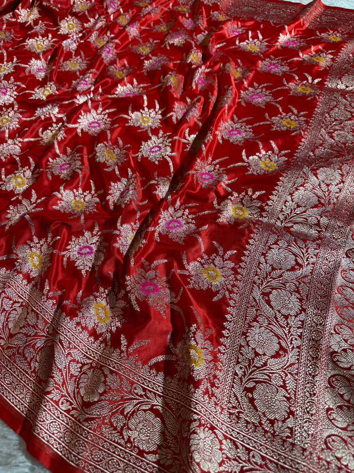 BANARASI MASHRU KATAN SILK SAREE MENAKARI WORK HN105