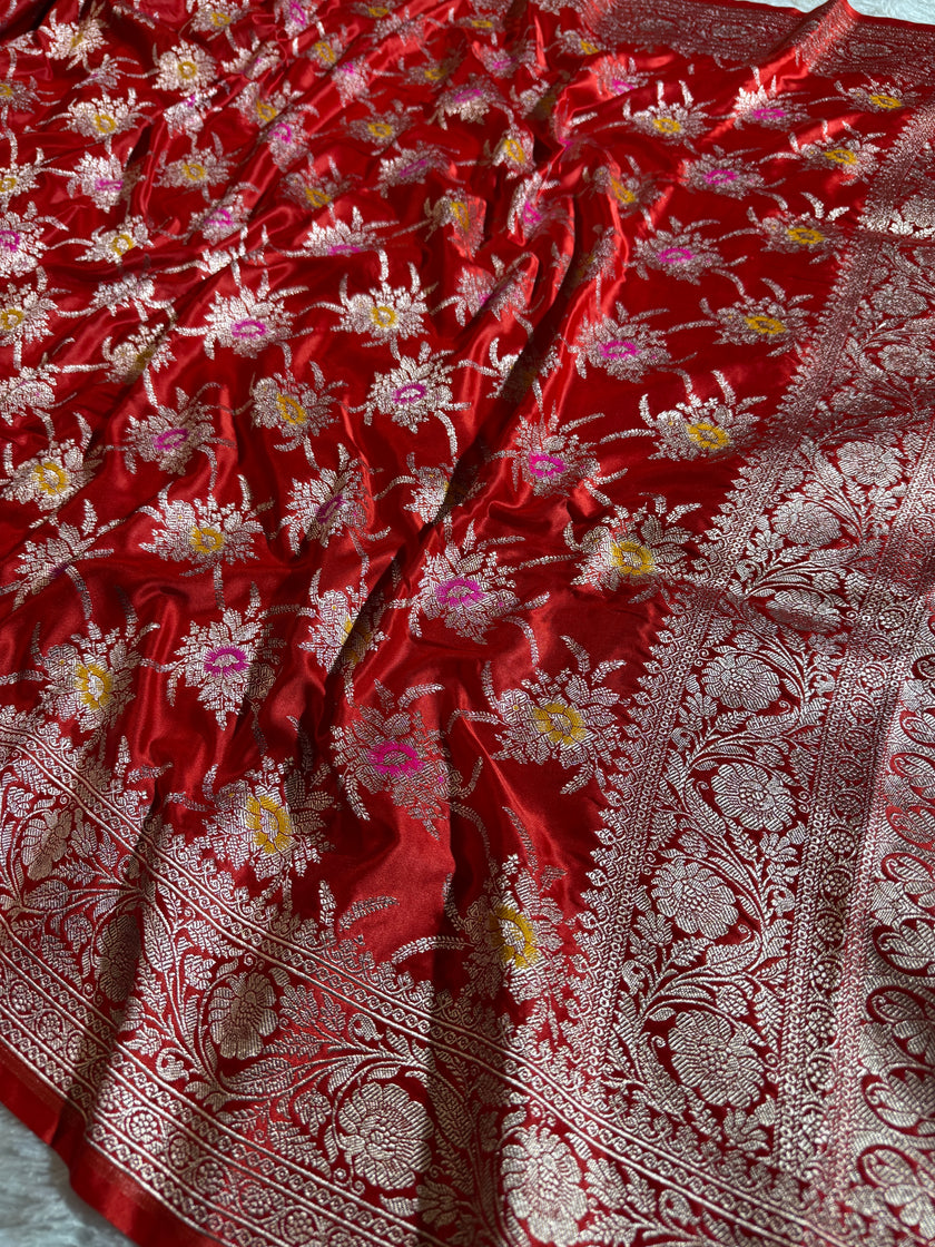 BANARASI MASHRU KATAN SILK SAREE MENAKARI WORK HN105