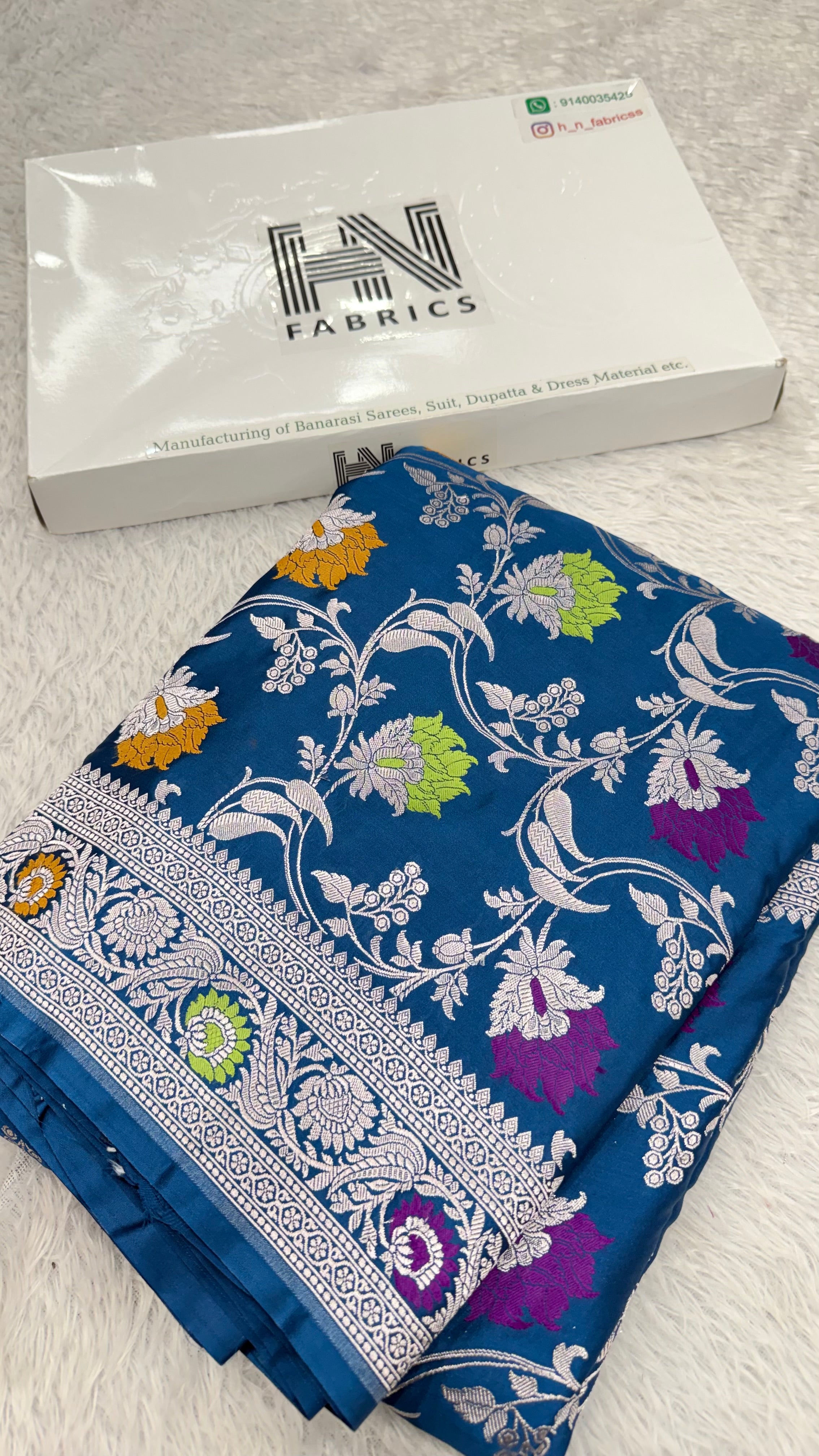 BANARASI MASHRU KATAN SILK SAREE MENAKARI WORK HN177