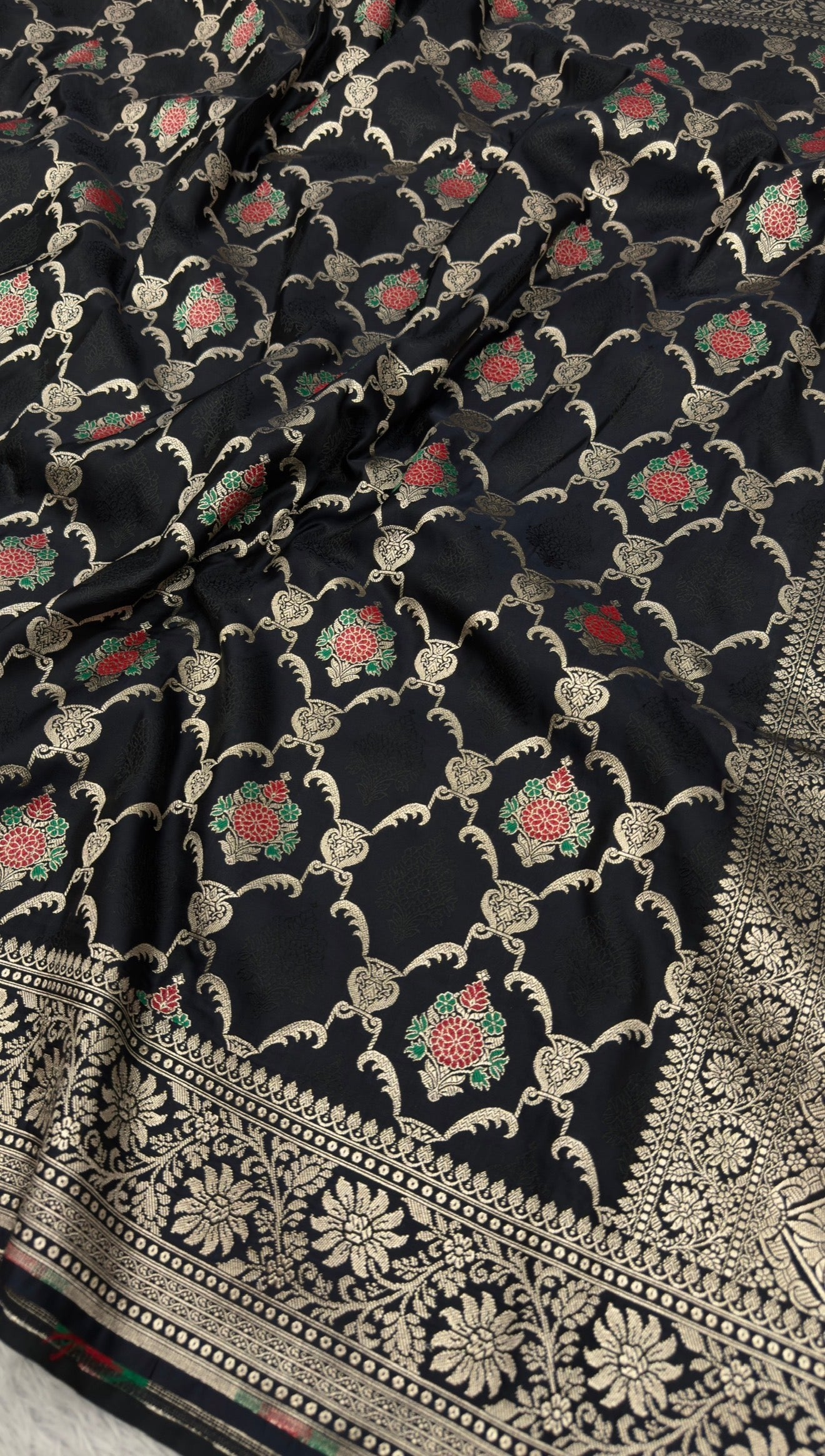 BANARASI MASHRU KATAN SILK SAREE MENAKARI WORK HN155