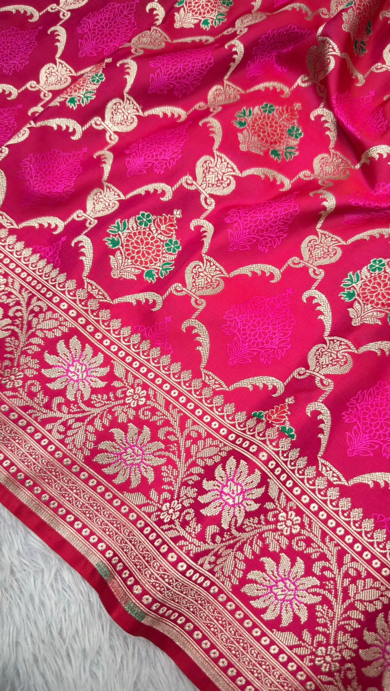 BANARASI MASHRU KATAN SILK SAREE MENAKARI WORK HN155