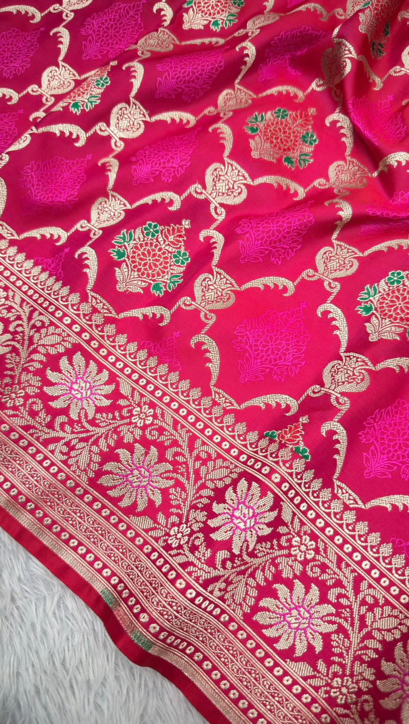 BANARASI MASHRU KATAN SILK SAREE MENAKARI WORK HN155