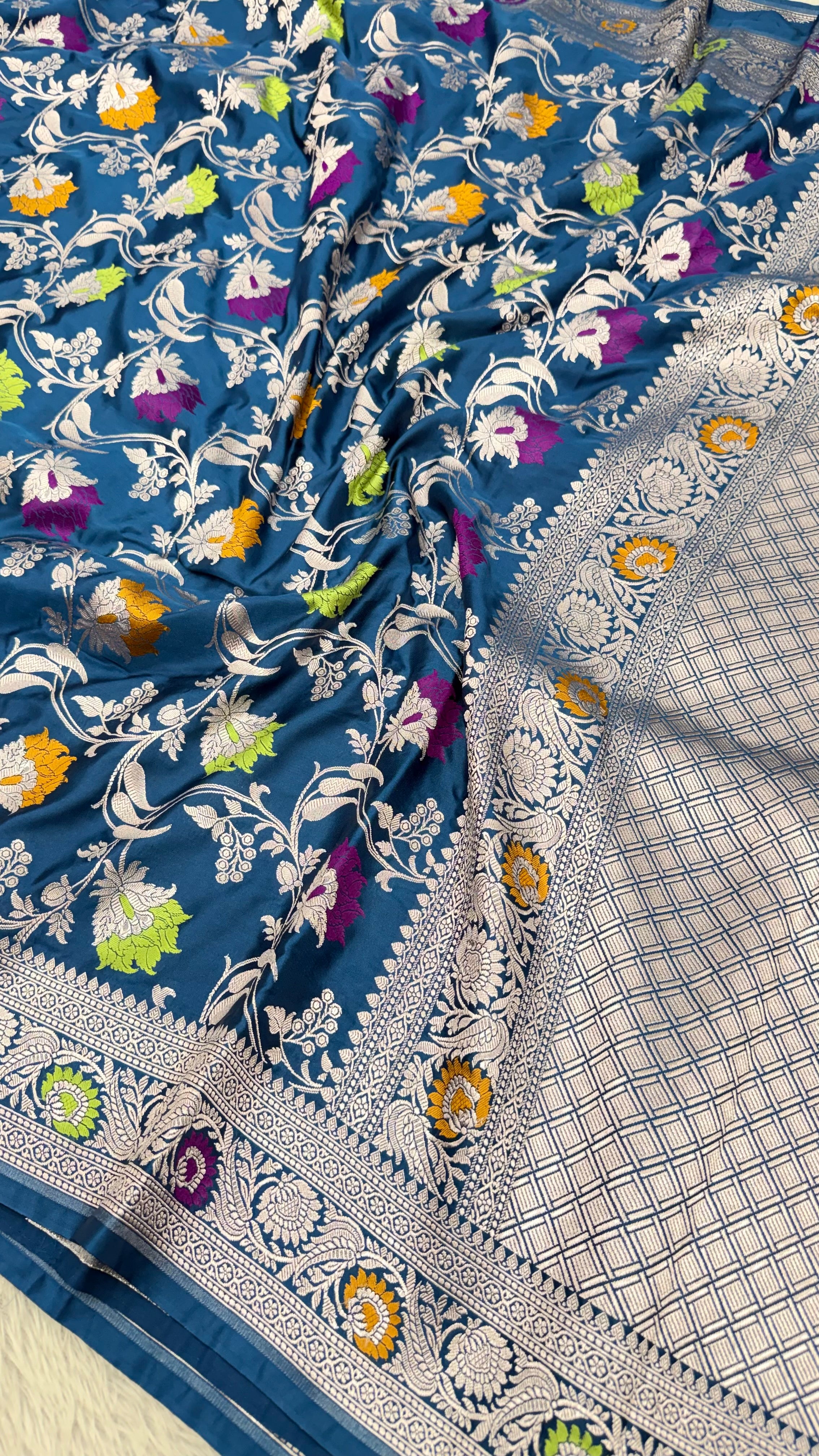 BANARASI MASHRU KATAN SILK SAREE MENAKARI WORK HN177