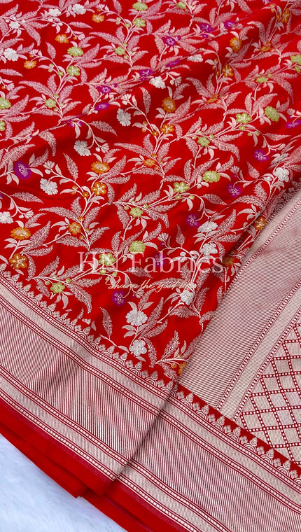 BANARASI MASHRU KATAN SILK SAREE MENAKARI WORK HN119