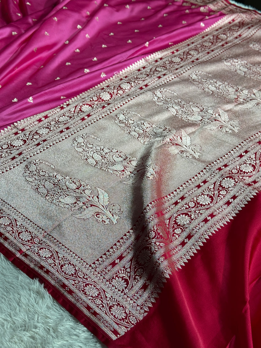 BANARASI MASHRU KATAN SILK SAREE CONTRAS DUAL COLOUR HN650