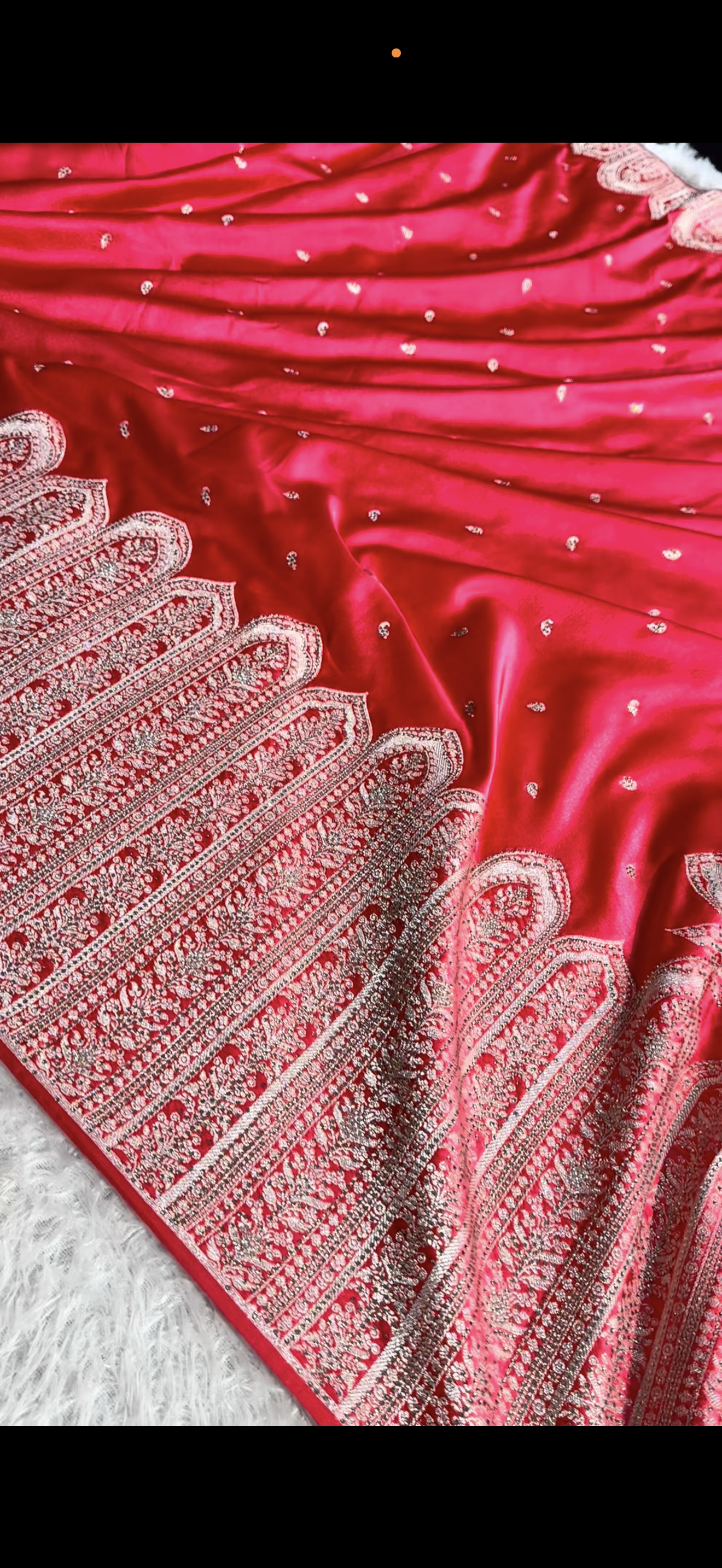 Red Banarasi Mashru Katan Silk Saree with Swarovski Work HN102