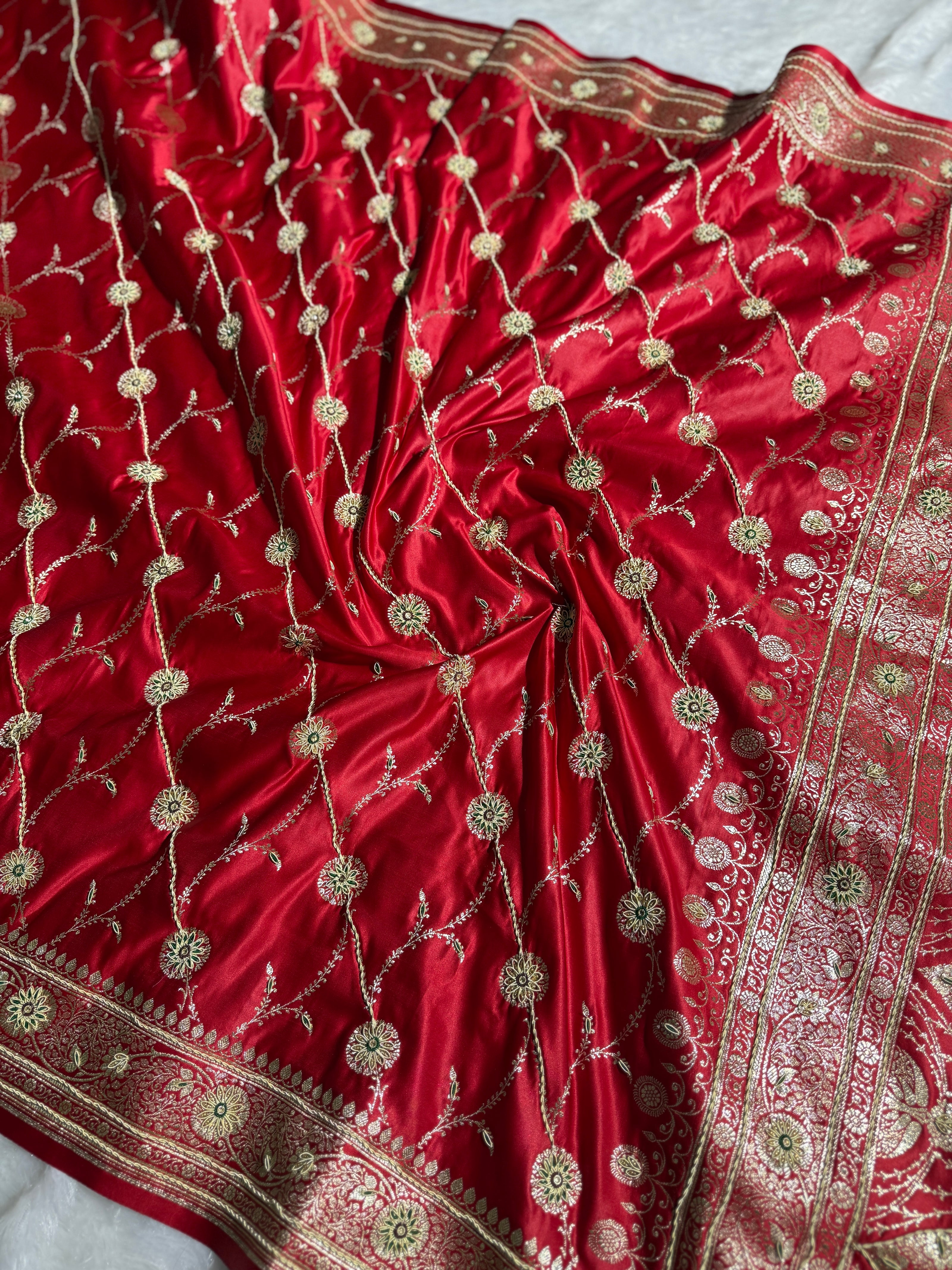 BANARASI SATIN SILK SAREE BRIDAL DESIGN HN600