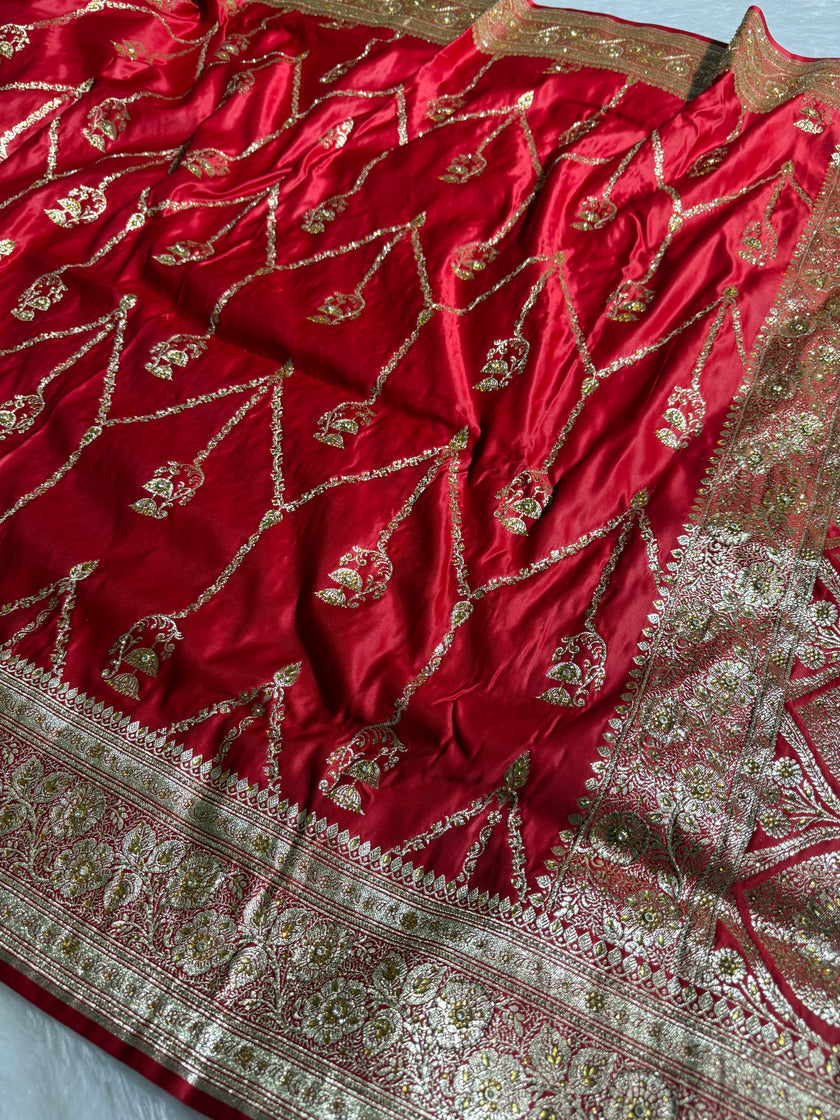 BANARASI SATIN SILK SAREE BRIDAL DESIGN