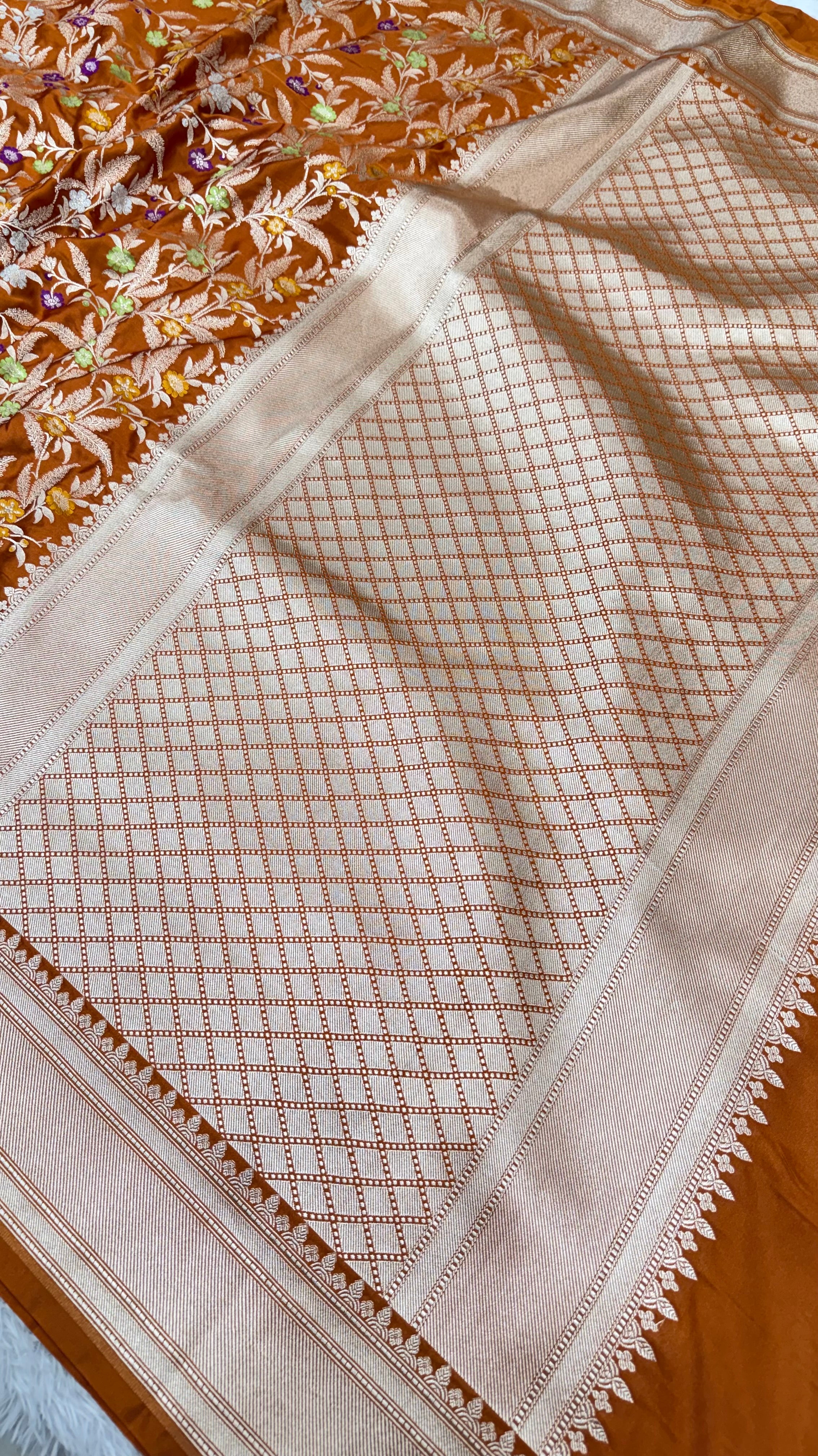 BANARASI MASHRU KATAN SILK SAREE MENAKARI WORK HN119
