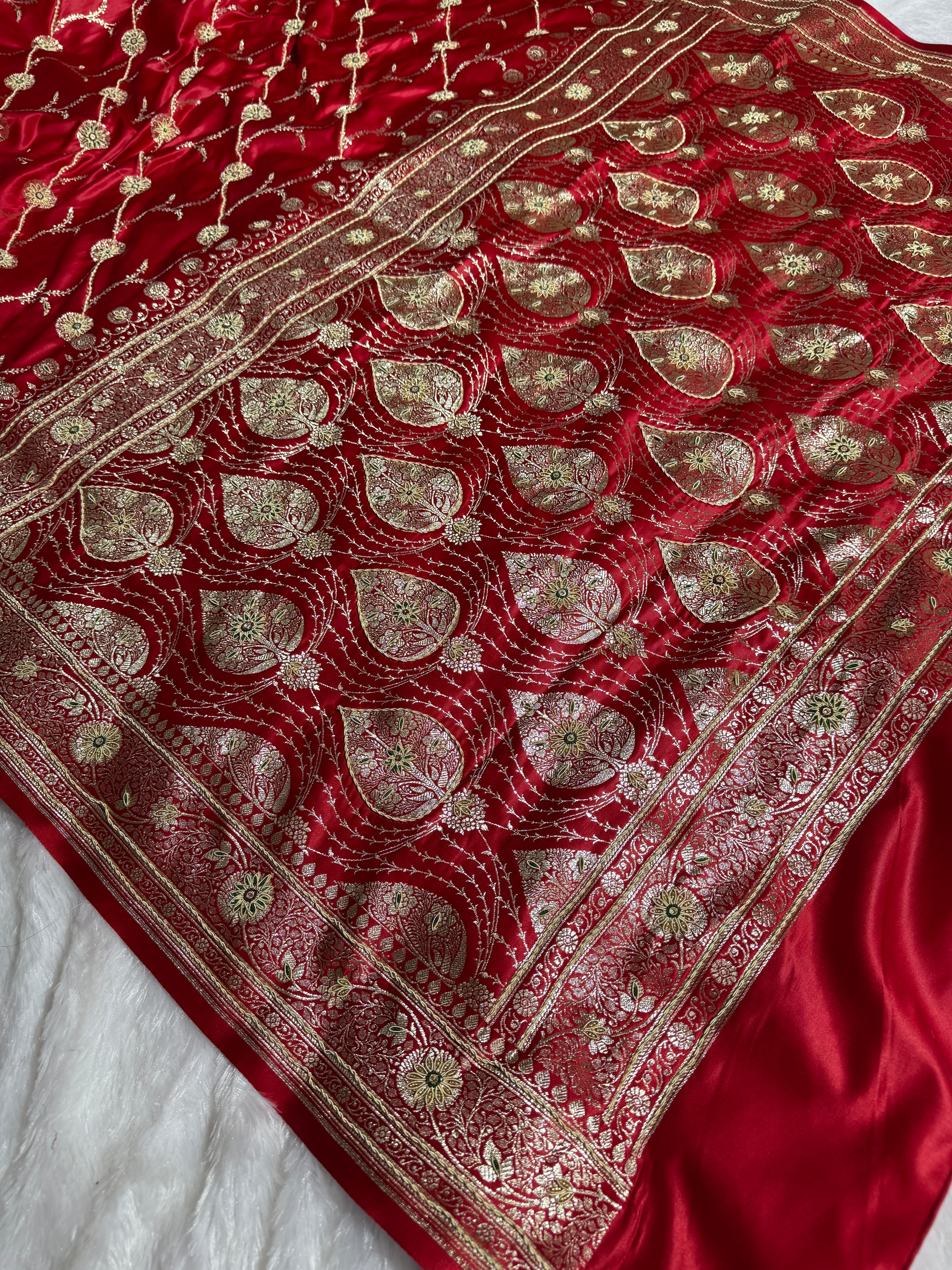 BANARASI SATIN SILK SAREE BRIDAL DESIGN HN600