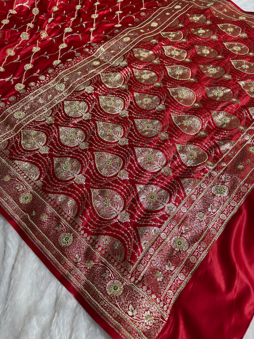 BANARASI SATIN SILK SAREE BRIDAL DESIGN HN600