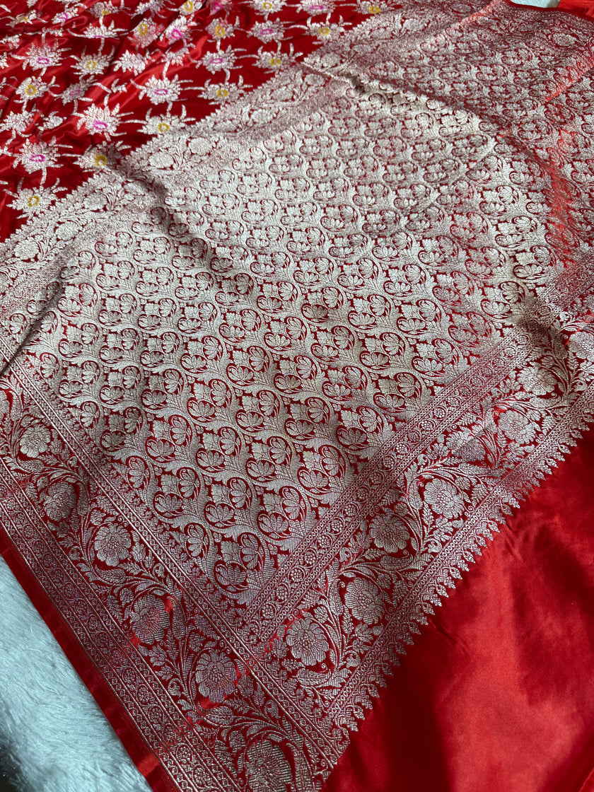 BANARASI MASHRU KATAN SILK SAREE MENAKARI WORK HN105
