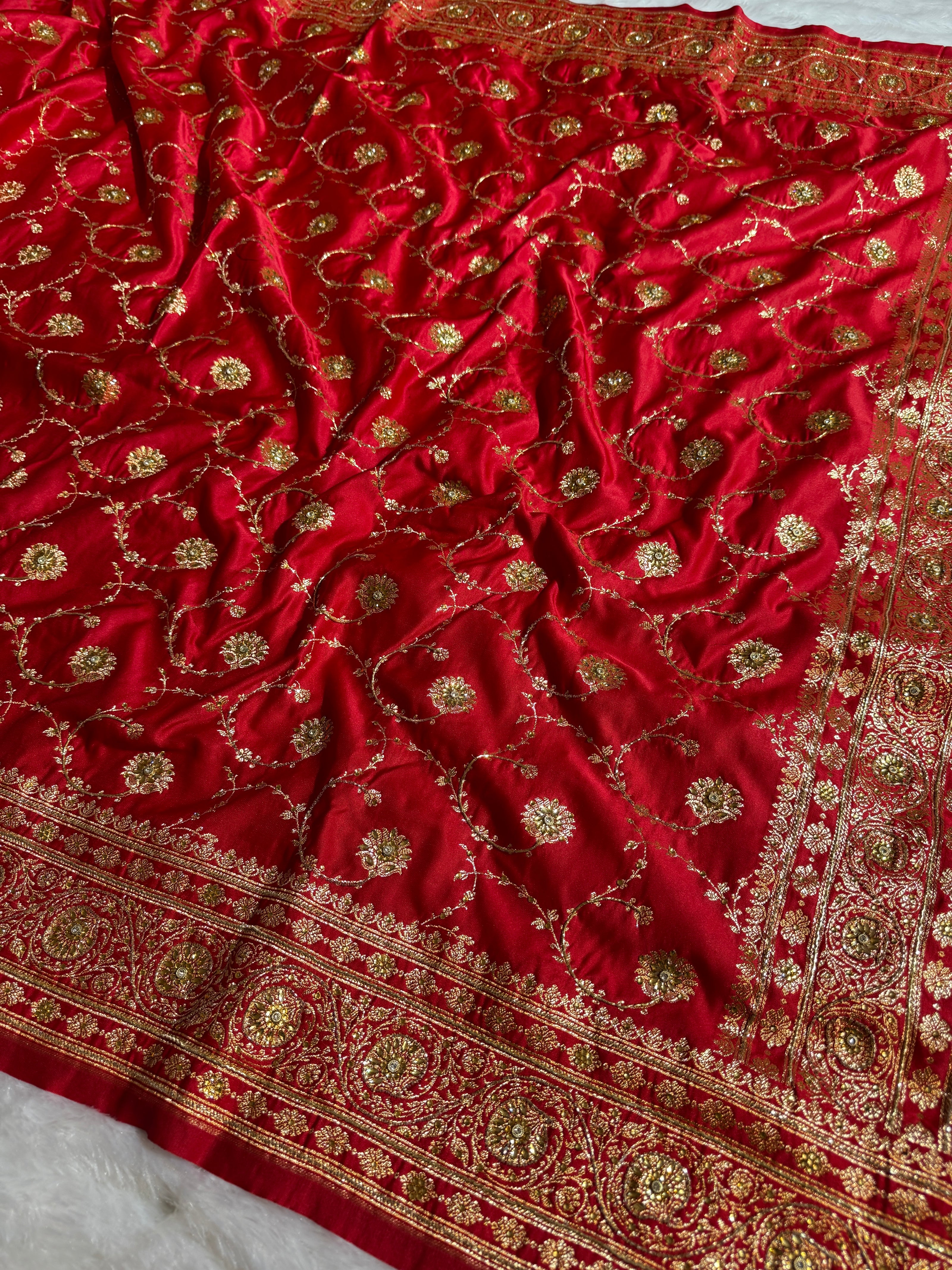 BANARASI SATIN SILK SAREE BRIDAL DESIGN HN600