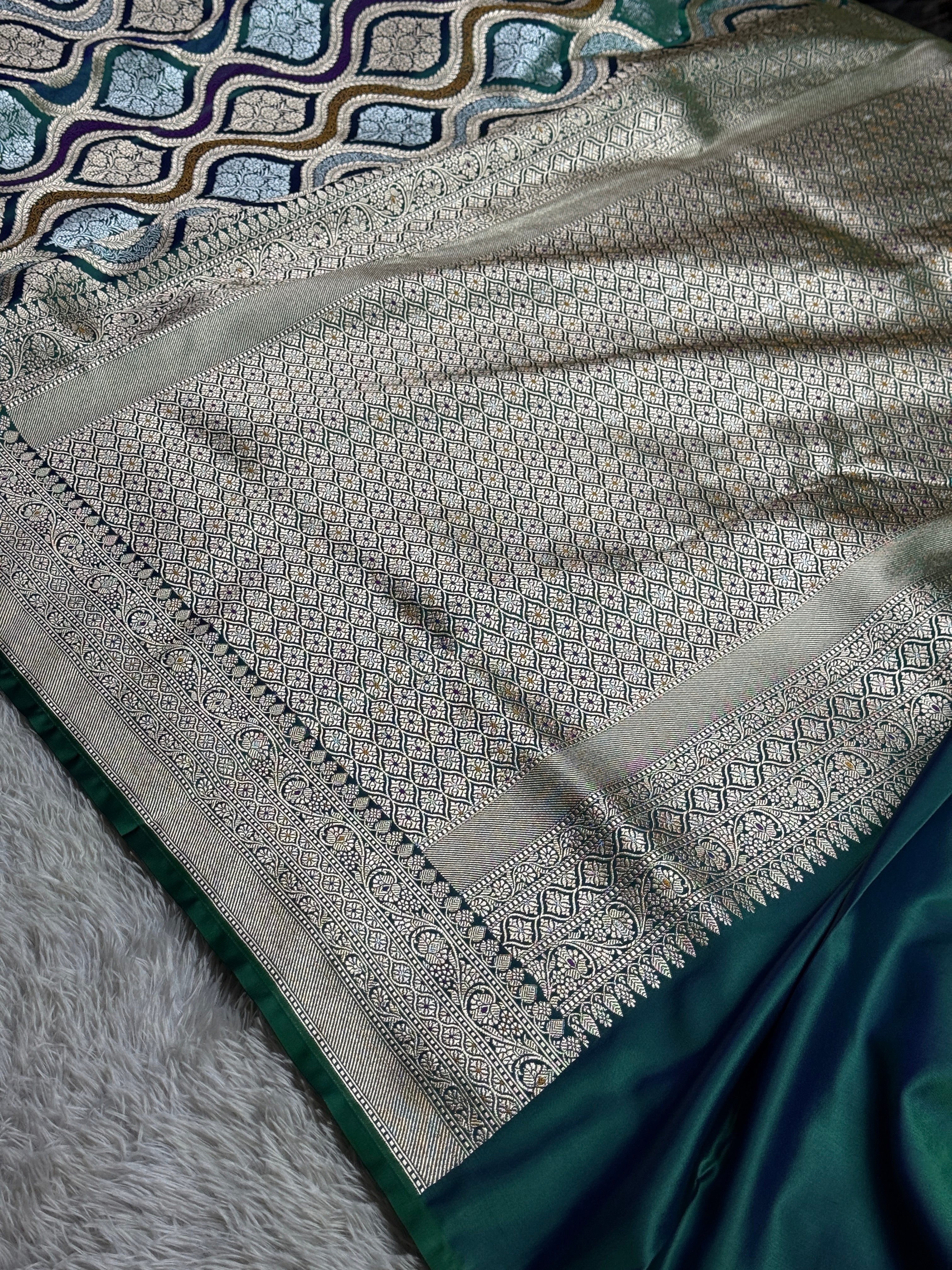BANARASI MASHRU KATAN SILK SAREE MENAKARI WORK HN500