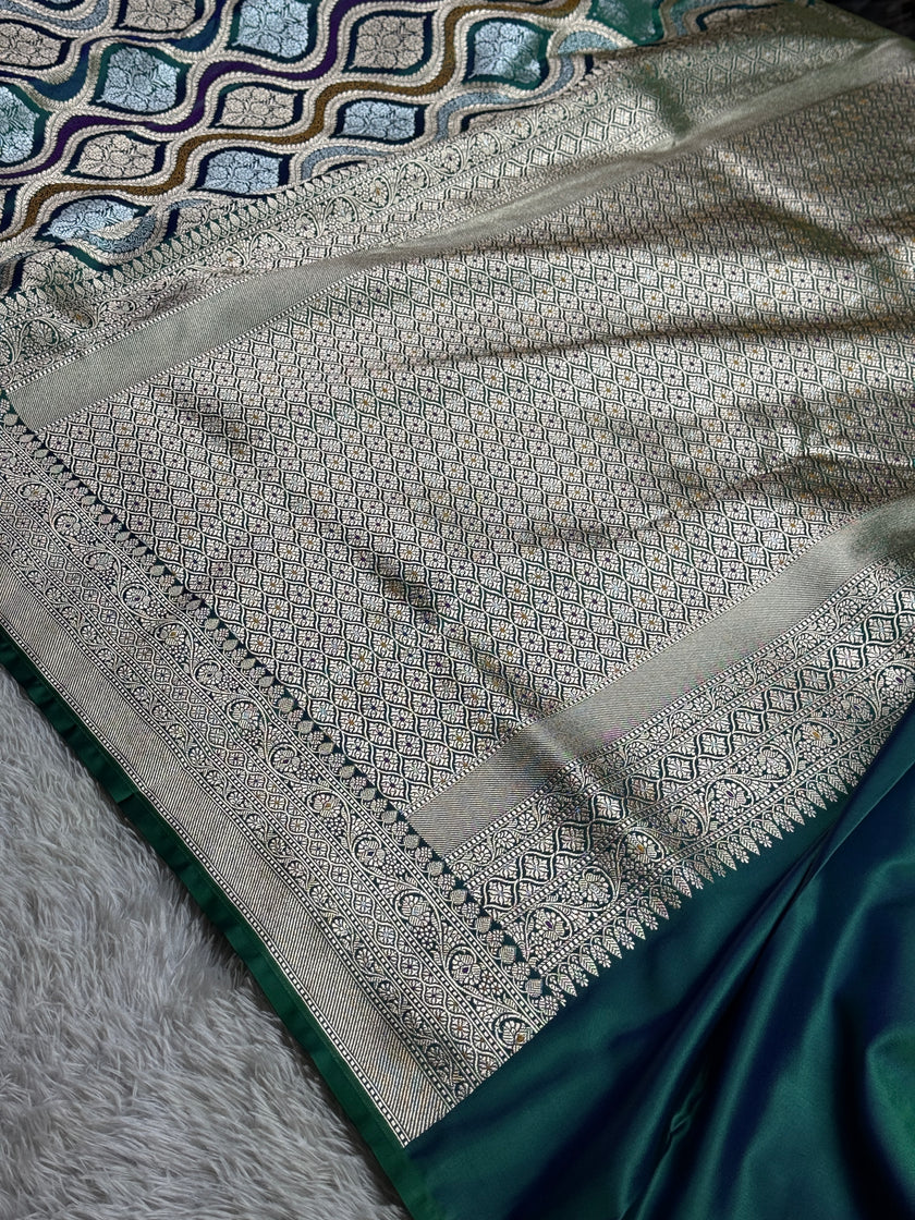 BANARASI MASHRU KATAN SILK SAREE MENAKARI WORK HN500
