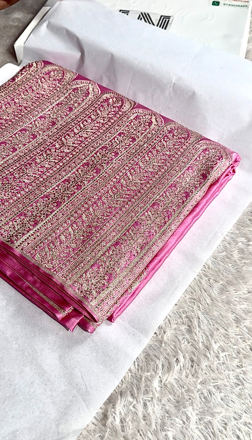 Banarasi mashru katan silk saree Swavroski work hn102